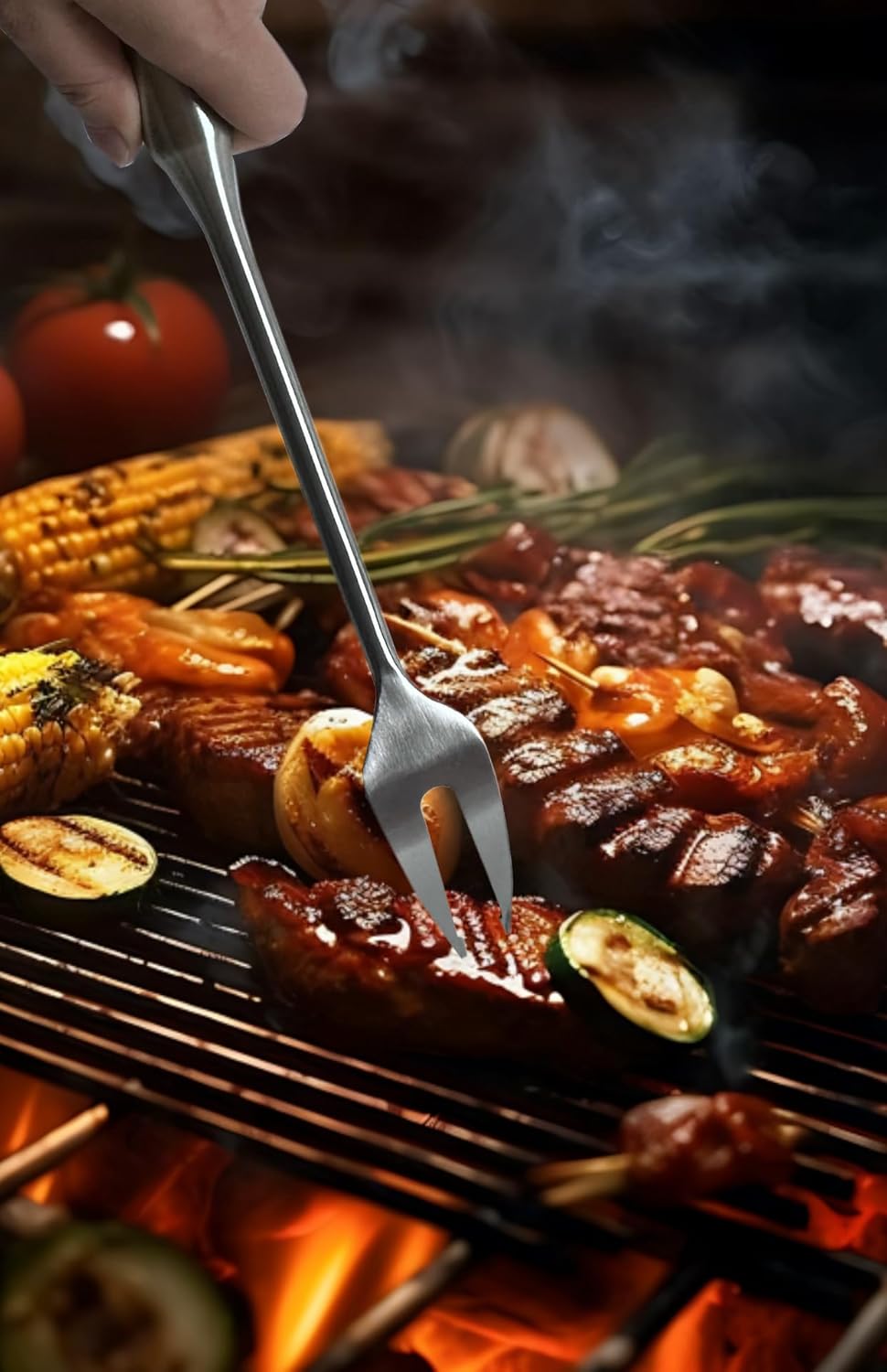 304 Stainless Steel Cooking Utensils Set 4 Piece 15 Inch Large Size Metal Kitchen Utensils Set Including Spatula,Ladle,Serving Spoon,Meat Fork,Stainless Steel Cooking Tools