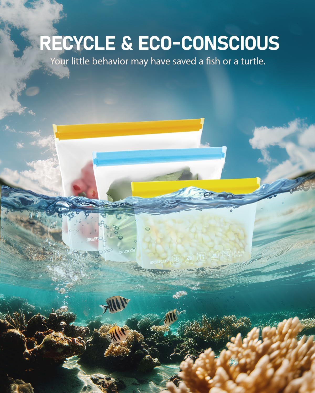 IDEATECH 10Pack Reusable Snack Bags Dishwasher Safe, BPA Free Food Storage Freezer Bags, Small Reusable Resealable Baggies for Cookies, Candy (10Snack, Grey)