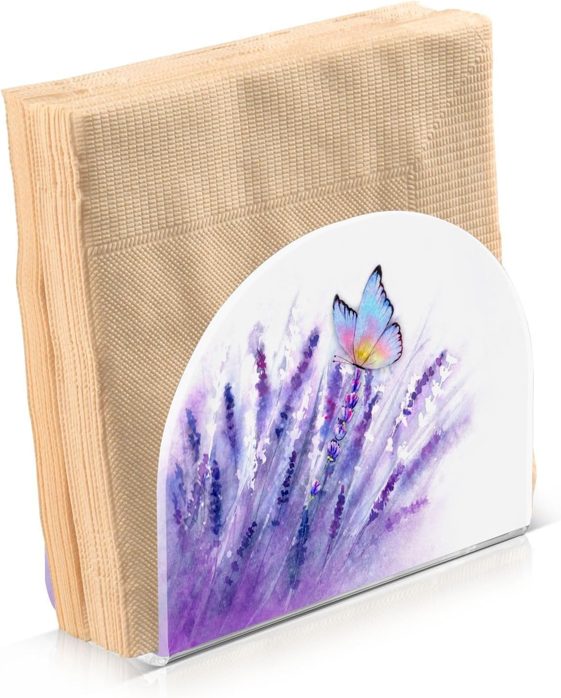 Lavender Butterfly Purple Napkin Holder for Table Paper Napkins Holder Acrylic Tissue Dispenser Kitchen Dining Room Bathroom Party Car Decor