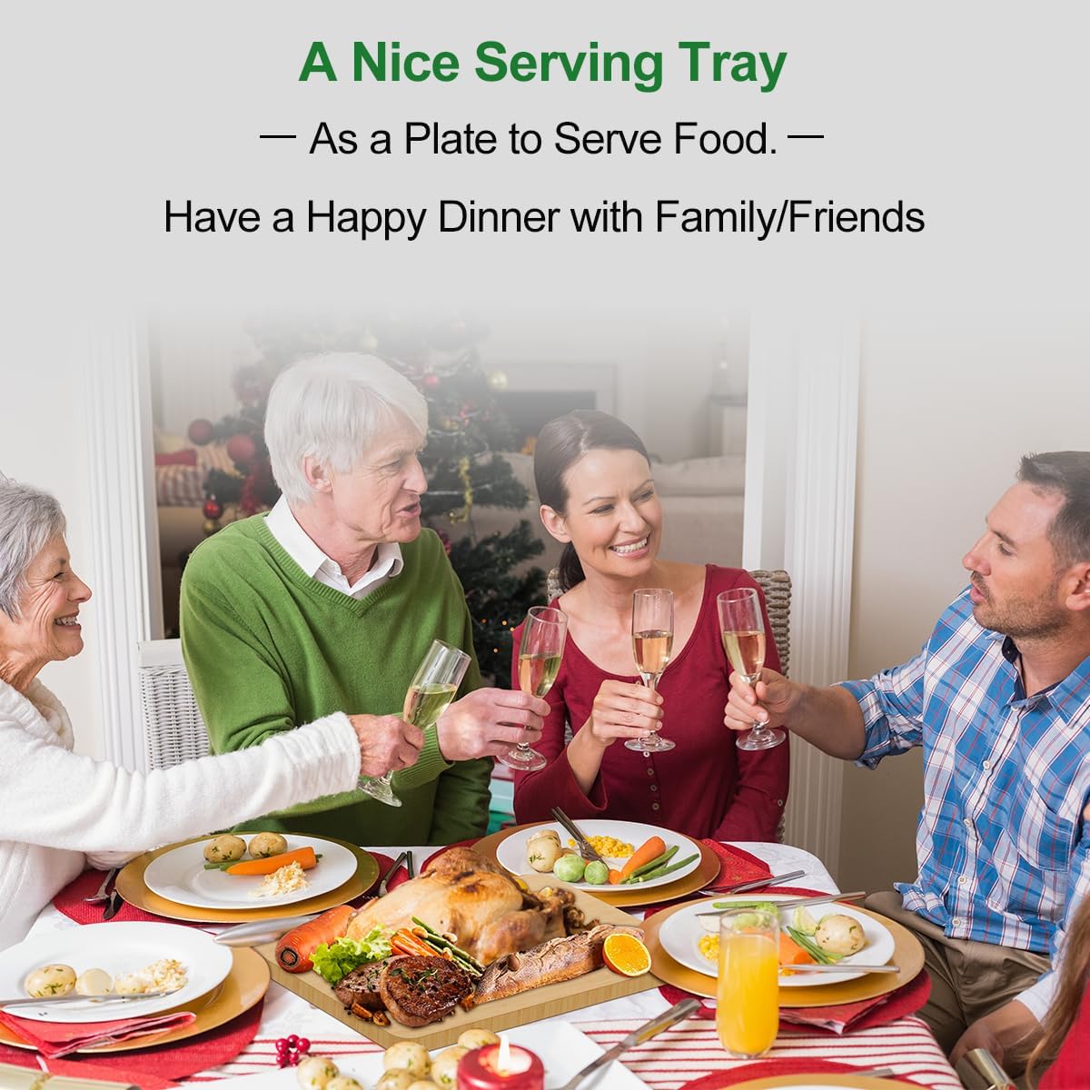 Wood Cutting Boards for Kitchen, Cutting Board Set of 3 Chopping Board for Meat/Vegetables/Cheese Knife Friendly Serving Tray with Holes