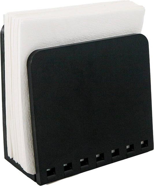 Bamboo Napkin Holder, Adjustable Wood Storage Rack for Dining Room, Picnic, Kitchen Table Indoor Outdoor - Dispenser for Table (Black)