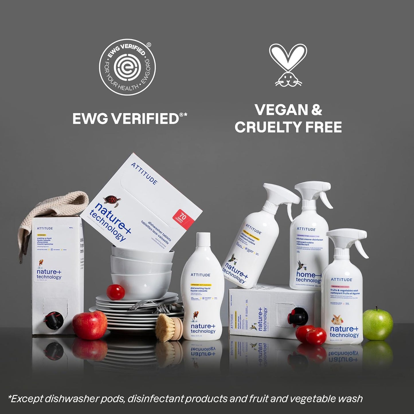 ATTITUDE Dish Soap, EWG Verified, Plant-Based & Vegan Dishwashing Liquid, Naturally Derived, Wildflowers Scent, 23.7 Fl Oz