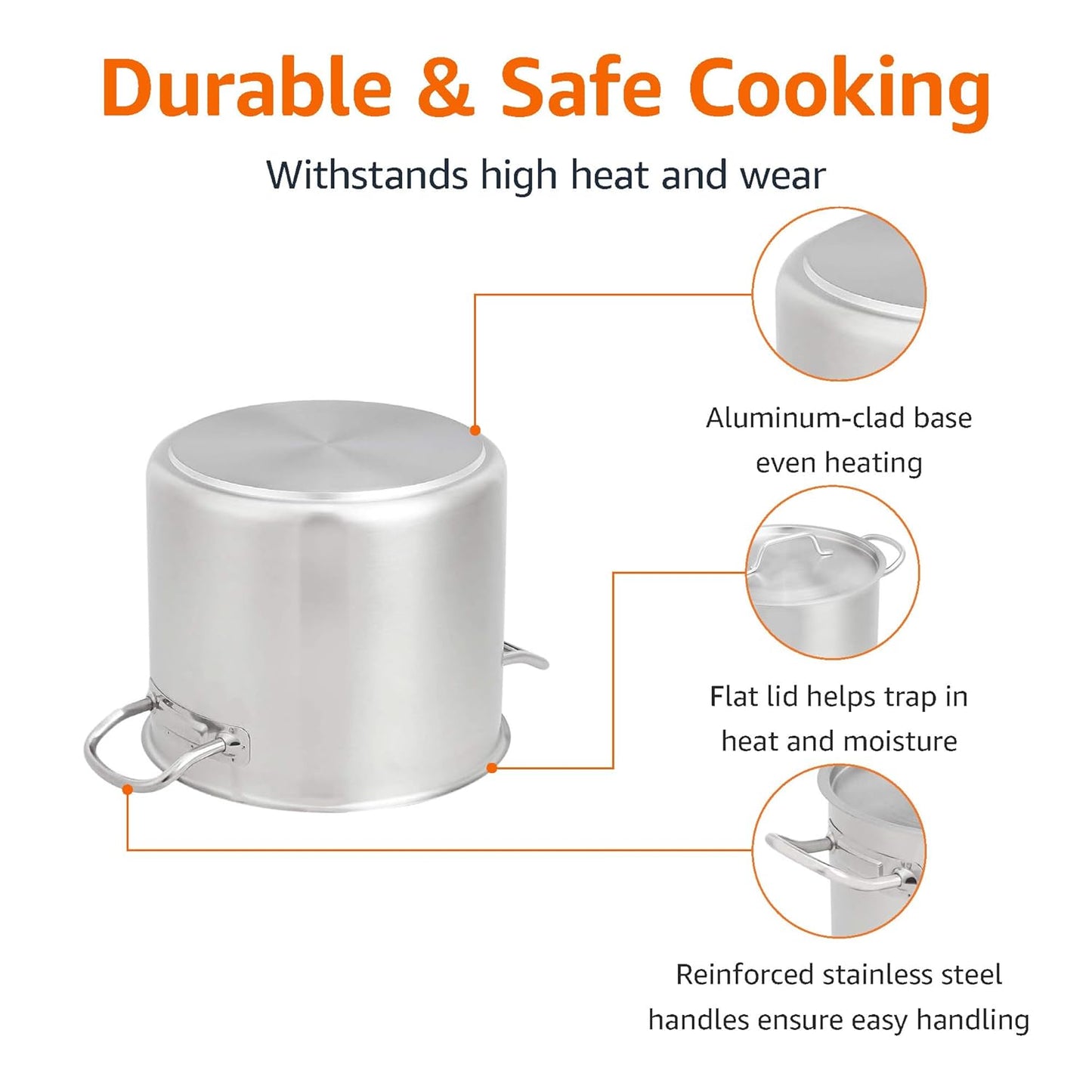 Amazon Basics 12 quarts Stainless Steel Aluminum-Clad Stock Pot with Cover (Previously AmazonCommercial brand)