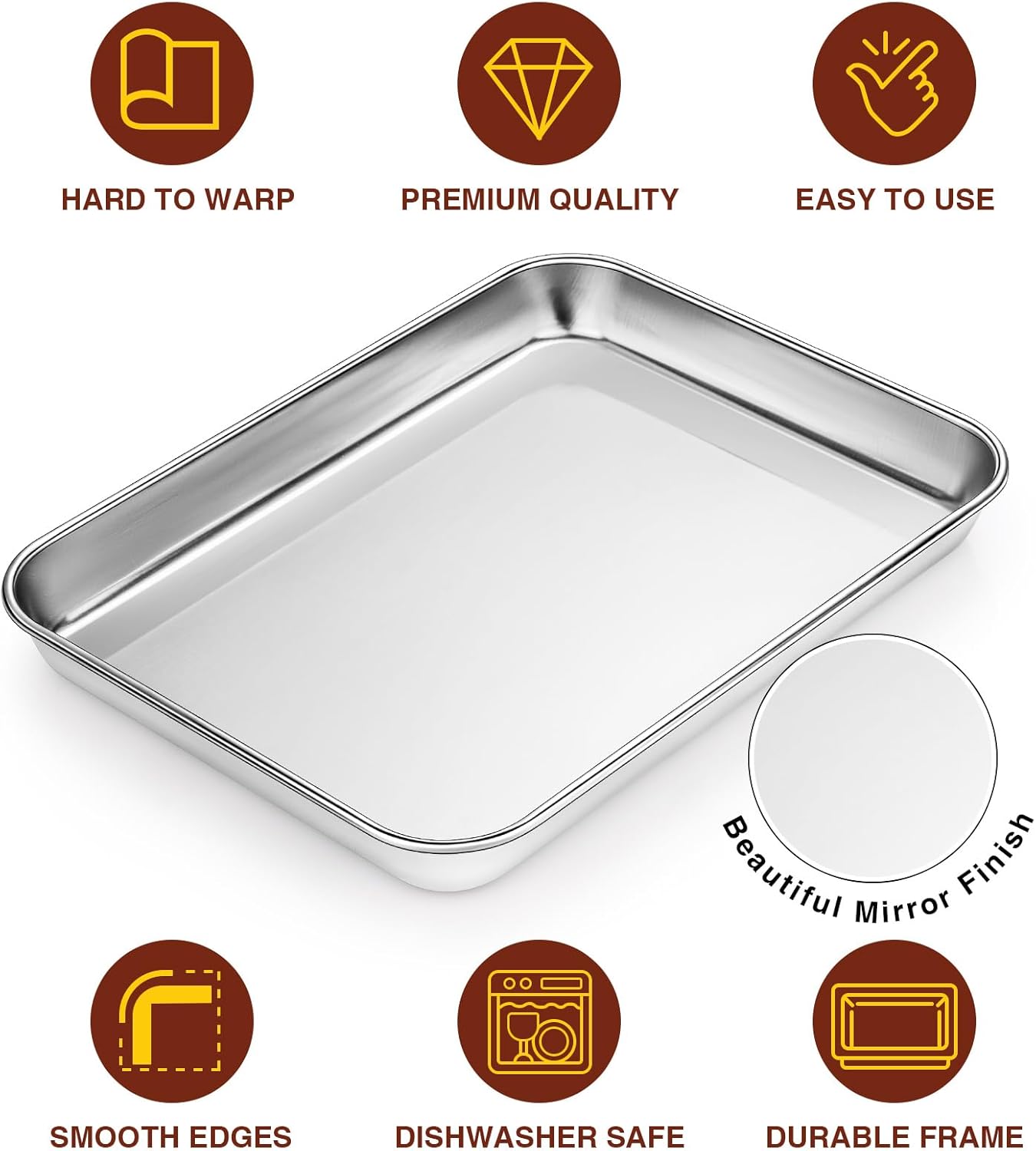 Wildone Sheet Pan Set Baking Sheet Cookie Sheet Baking Pan Toaster Oven Pans, 12 PCS Stainless Steel Baking Tray Cookie Pan, Heavy Duty & Dishwasher Safe, 9 x 6.7 x 1 Inches