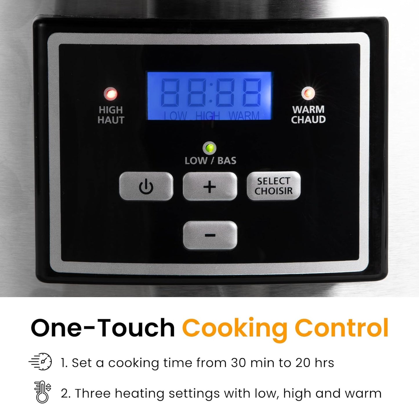 Sunvivi 6 Quart Programmable Slow Cooker with 2 in 1 Silicone Liners, Multi-Cooker Food Warmer with Digital Timer, Adjustable Tempature Control, Dishwasher Safe Parts, Silver