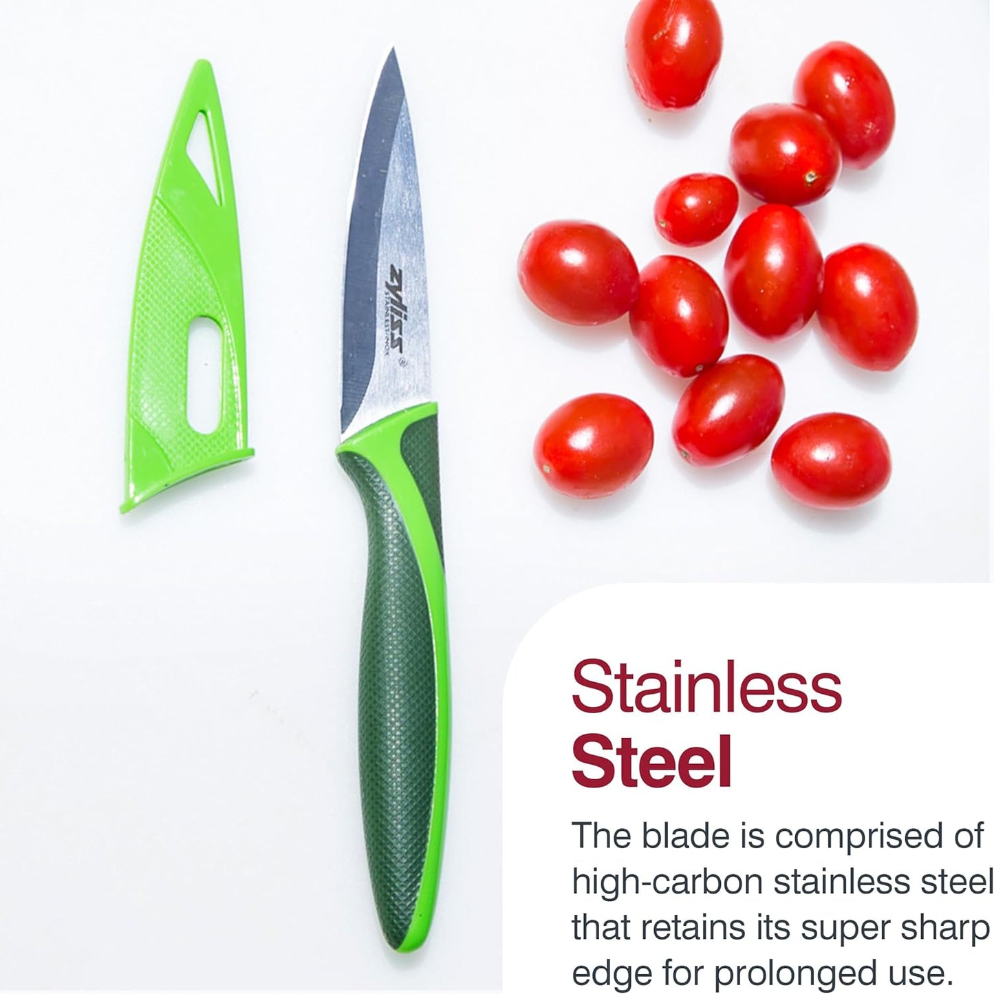 Zyliss Utility Kitchen Knives with Sheath Covers - Dishwasher Safe - Stainless Steel Kitchen Knives Perfect for Cutting Meat, Vegetables & Fruit - 2 Piece 3.25" Paring Set