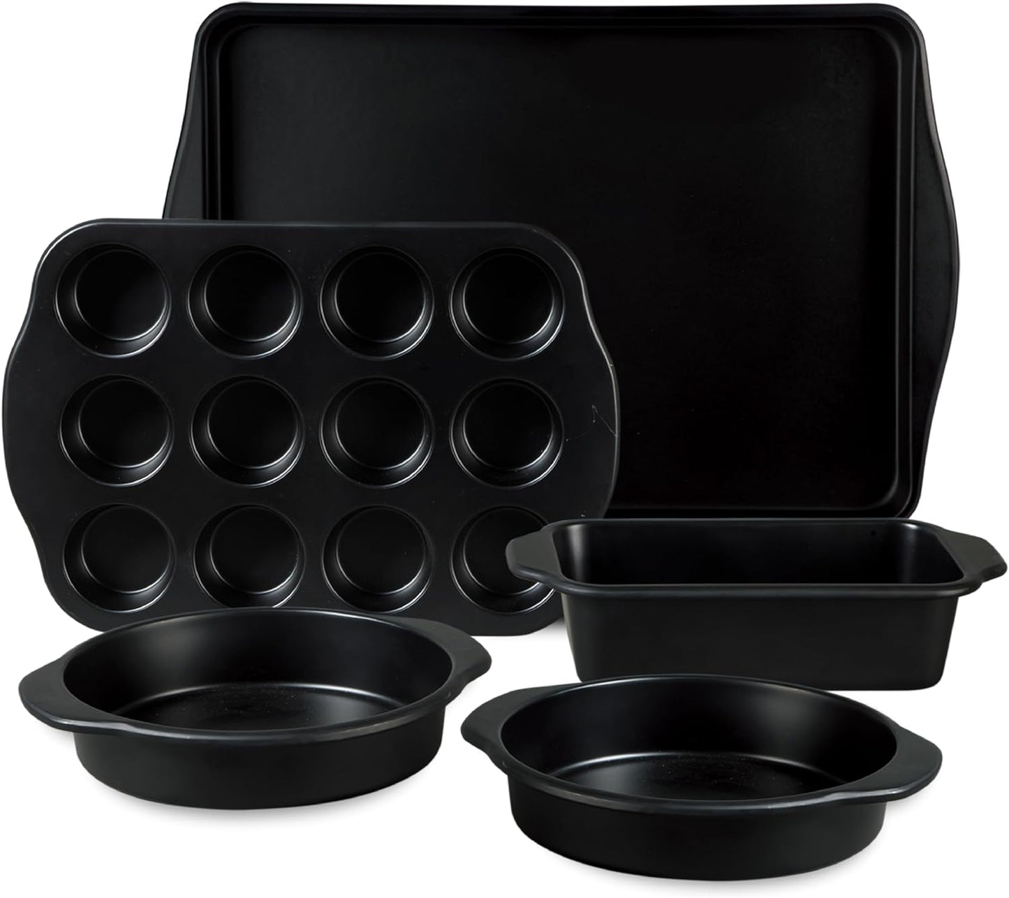 Oster Teston 5 Piece Carbon Steel Baking Pans Bakeware Set w/Premium PFA Free Nonstick - Matte Black