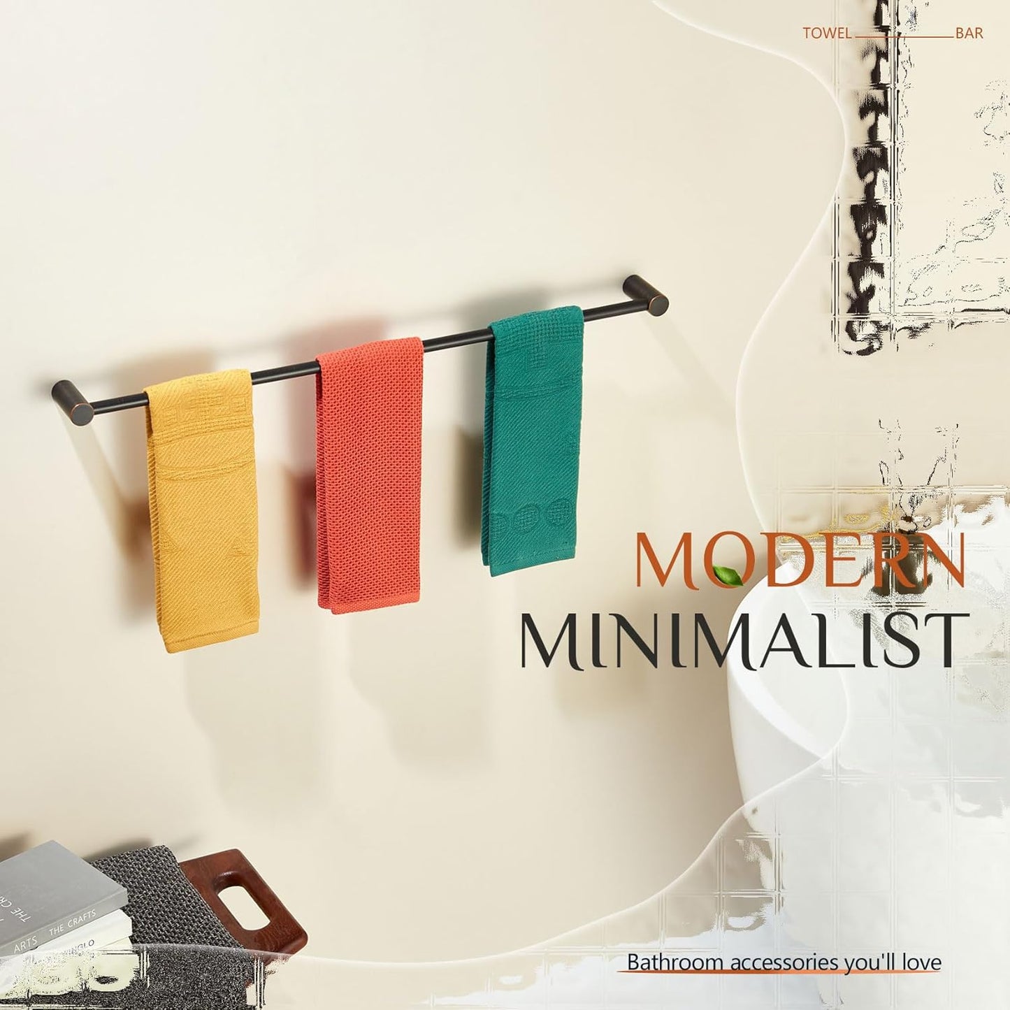 KOKOSIRI Towel Bar Oil Rubbed Bronze 32'' Bath Towel Rack Holders Single Rail for Bathroom Wall Mounted Stainless Steel Bathroom Hardware, B4007ORB-L32