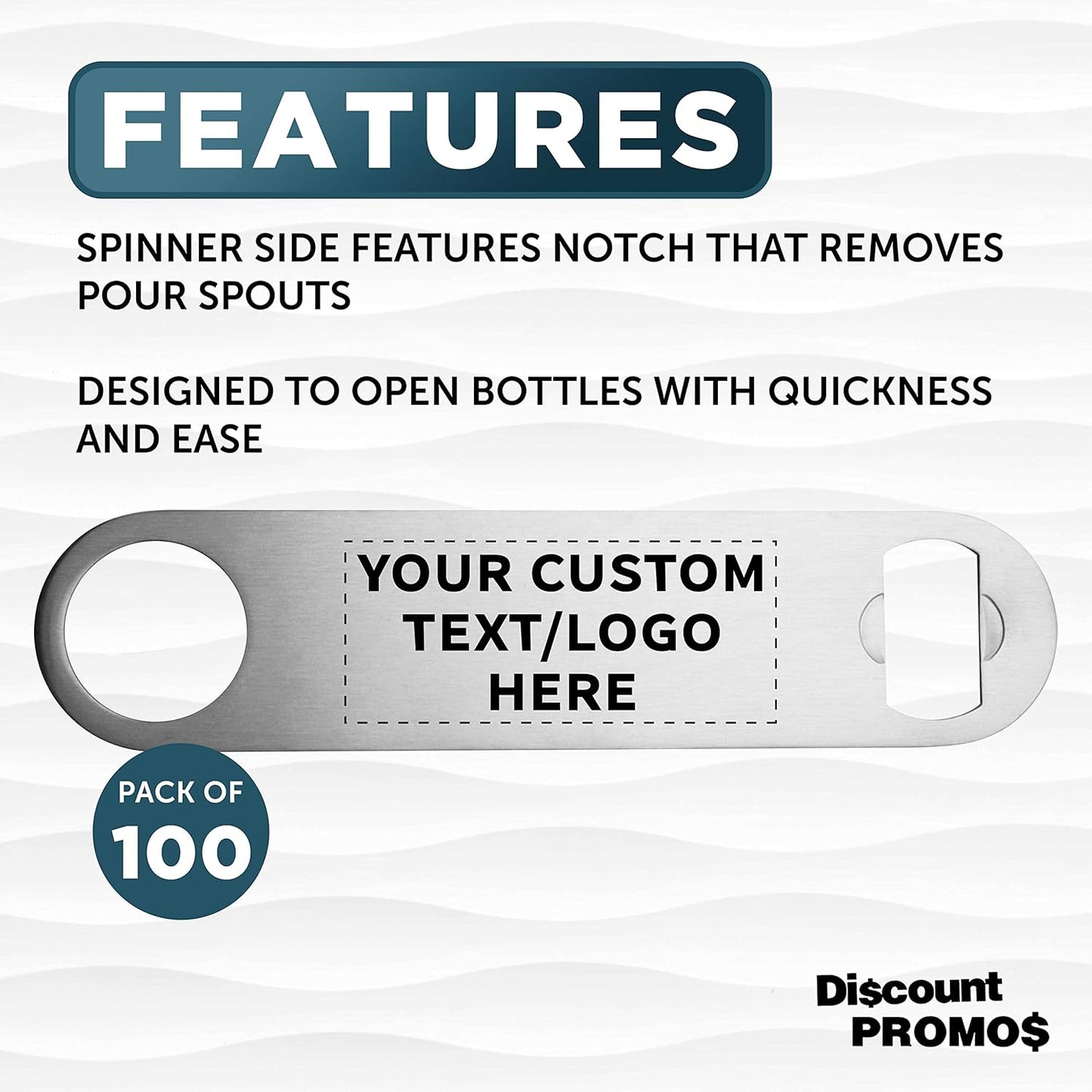 Custom Stainless Steel Beer Bottle Openers Set of 100, Personalized Bulk Pack - Bartender Kit, Bar Accessories, Perfect for Parties, Indoor & Outdoor Events - Silver
