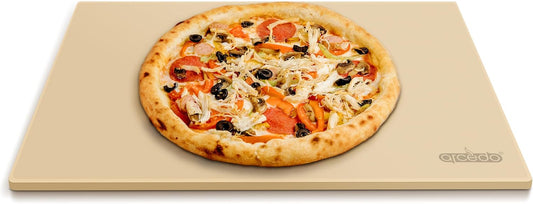 Pizza Stone for Grill 20 x 13.5 Inch, Rectangular Large Baking Stone for Bread Thermal Shock Resistant BBQ Grilling Pizza Pan Cordierite Oven Cooking Pan With PE Scraper