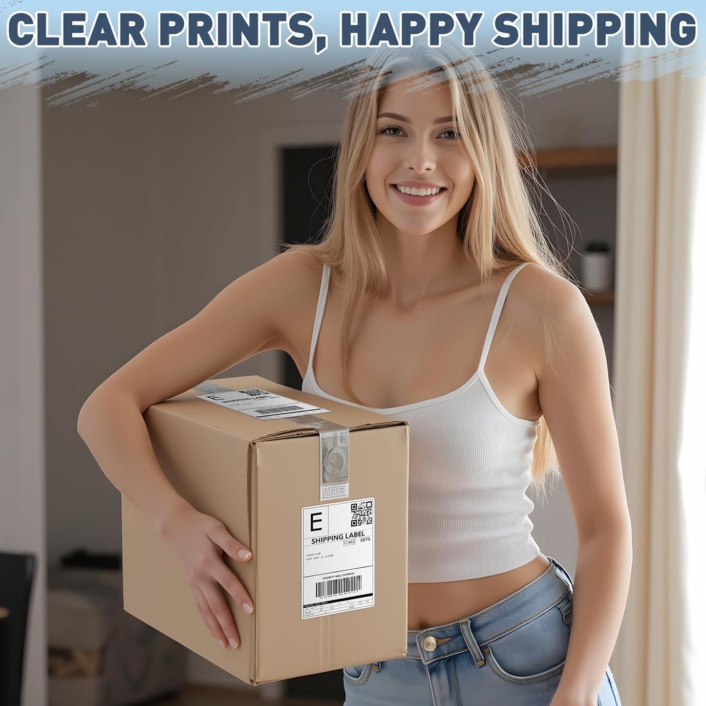 JTIEO 2" x 4" Sticker Labels Direct Thermal Labels 100Pcs Shipping Label, Compatible with Zebra & Rollo Label Printer.