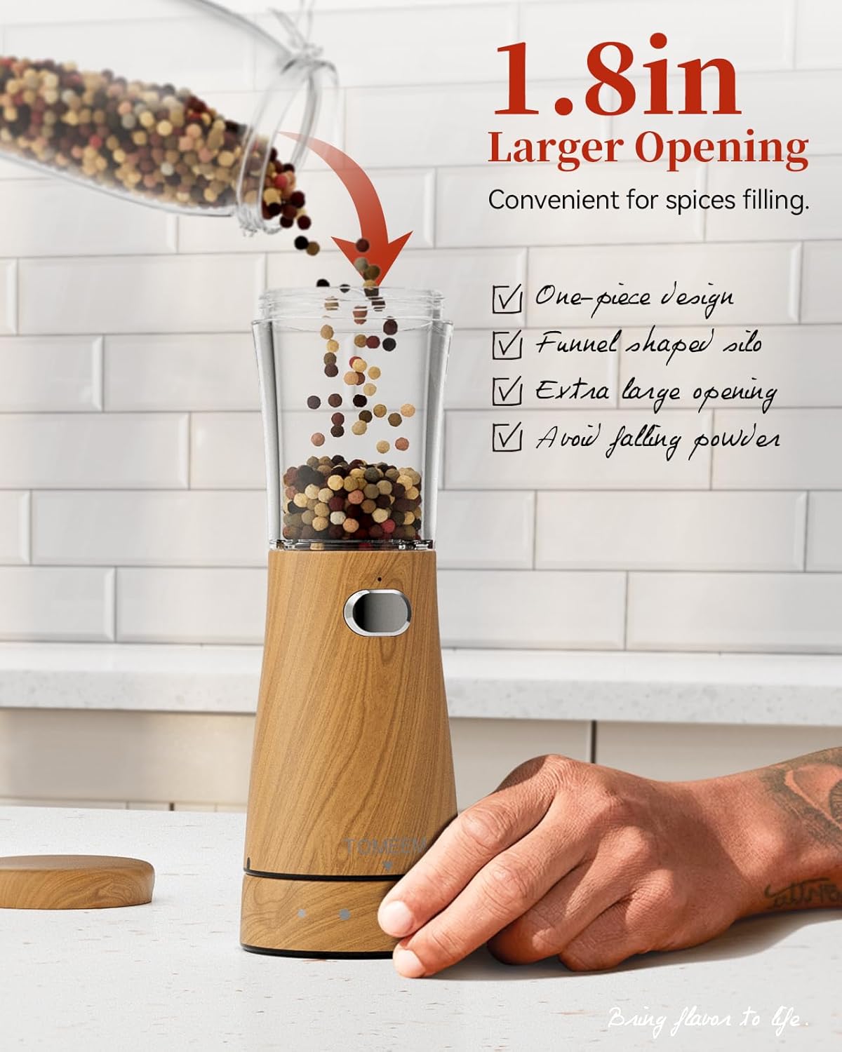 Electric Salt and Pepper Grinder Set with Storage Base, Stainless Steel Rechargeable Salt and Pepper Grinder Set with 4.5 oz Large Capacity, 1.8" Wide Mouth, Adjustable Coarseness, Ideal for Kitchen