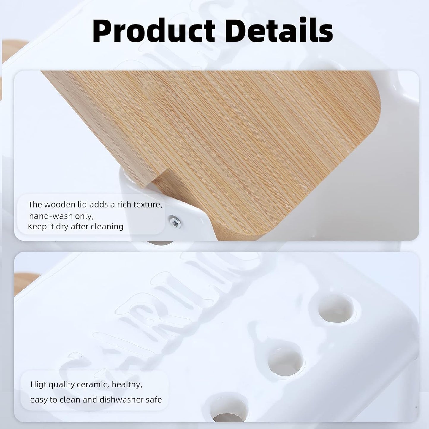 ONTUBE Garlic Keeper with Lid, Ceramic Garlic Holder Storage, Garlic Container for Kitchen, Garlic Saver to Keep Your Garlic Cloves Fresh Longer 4.7-Inch, White