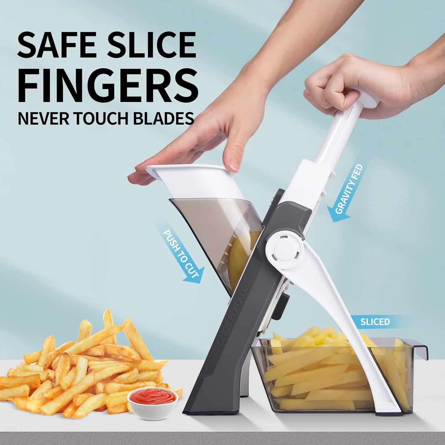 Safe Mandoline Slicer,Vegetable Potato Slice Food Cutter for Kitchen,Thickness Adjustable Upright Veggie Chopper for Fast Meal prep