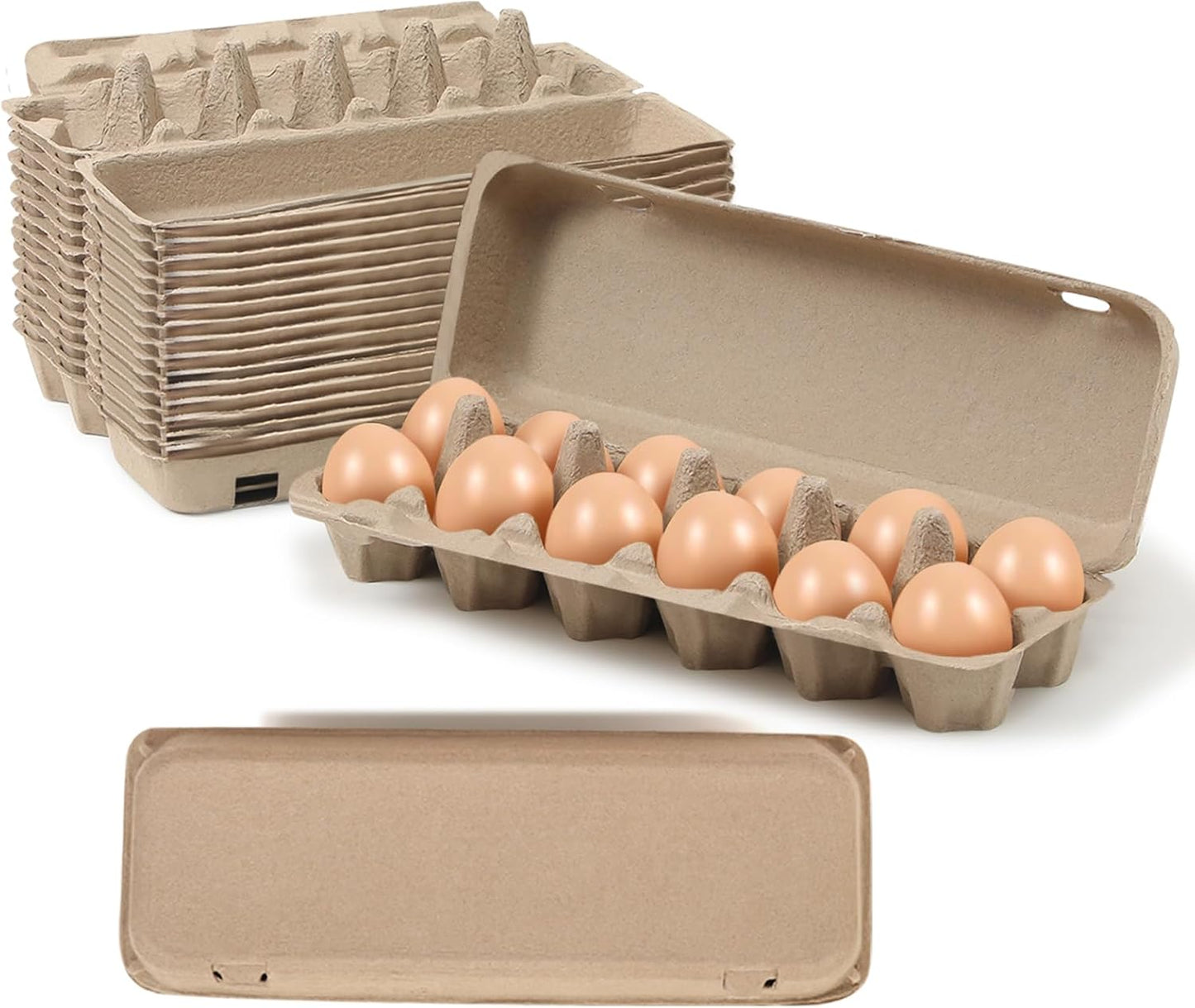 15 Pack Egg Cartons Cheap Bulk, 12 Count Egg Storage Containers Holder, Sturdy Natural Pulp Material Perfect for Storing Extra Eggs