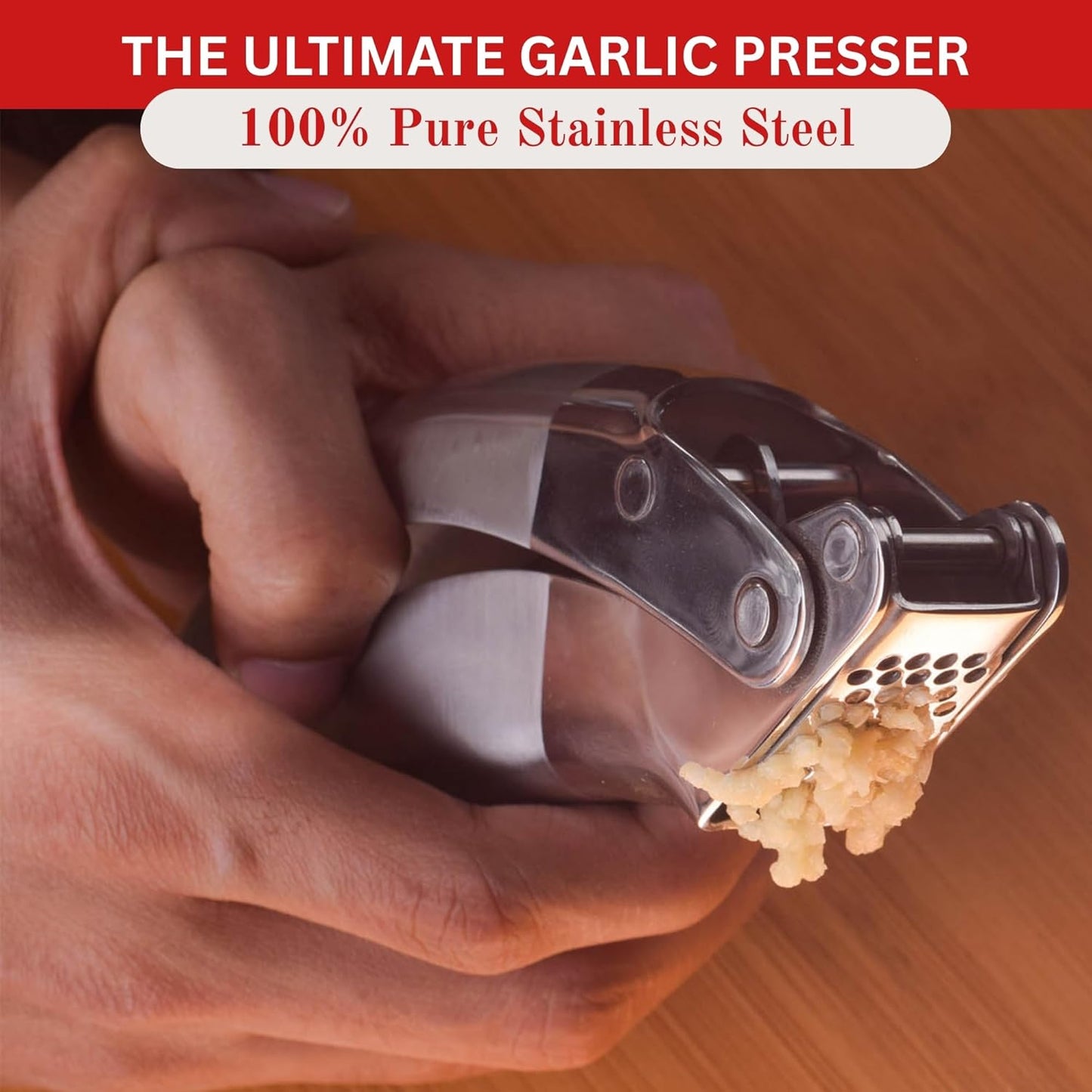 Good Grips Heavy Duty Garlic Press, No Peeling Needed, Stainless Steel Professional Garlic Mincer & Crusher, Dual Lever-Assisted Design with Large Capacity Chamber for Effortless Garlic Crushing.