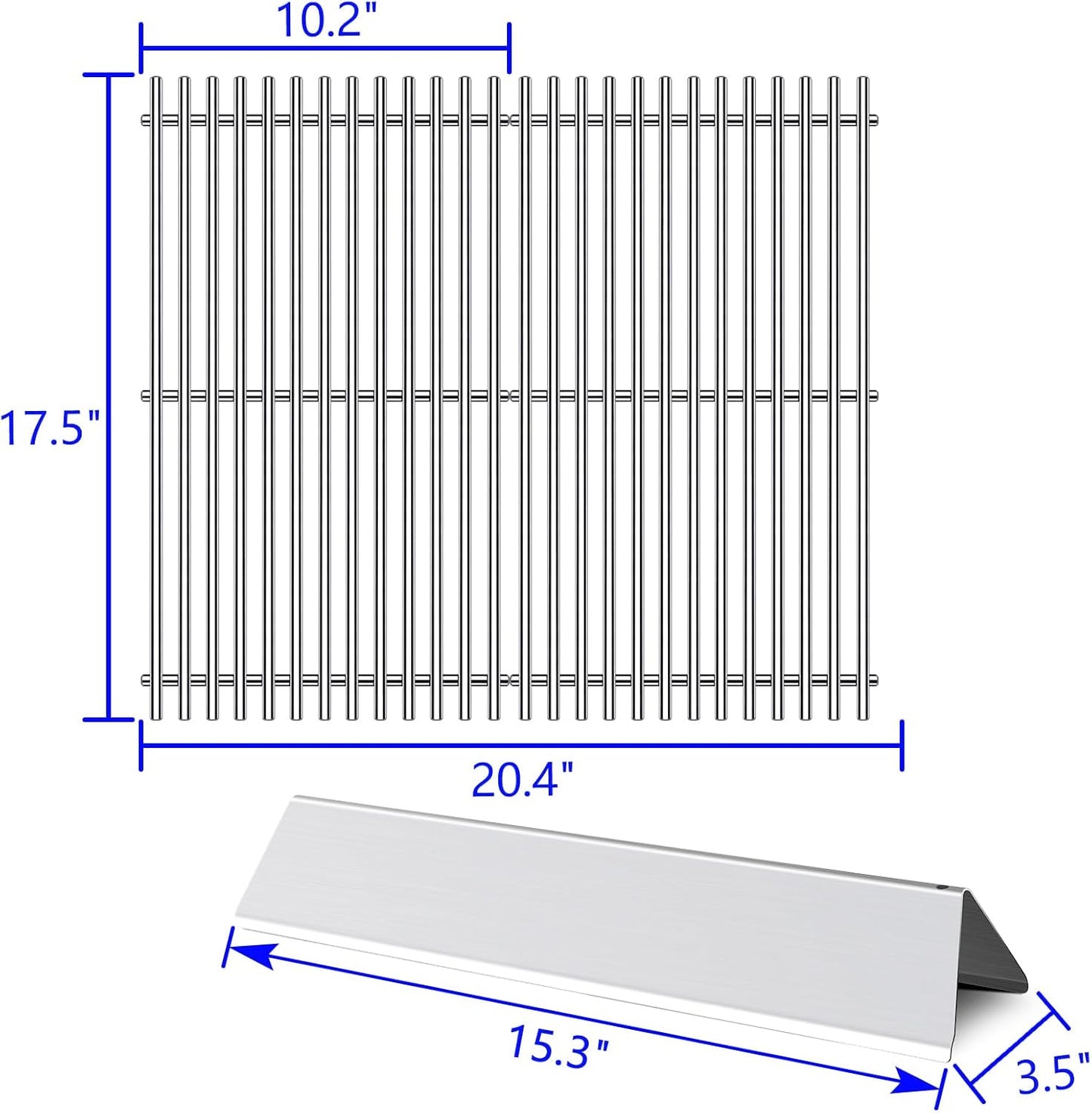 7637 7635 Grill Grates Replacement Flavorizer Bars for Weber Spirit Grill I Spirit II E-210, S-210, E-220, S-220, 17.5” Stainless Steel Cooking Grid BBQ Grill Parts 2 Burners Spirit 200 Series