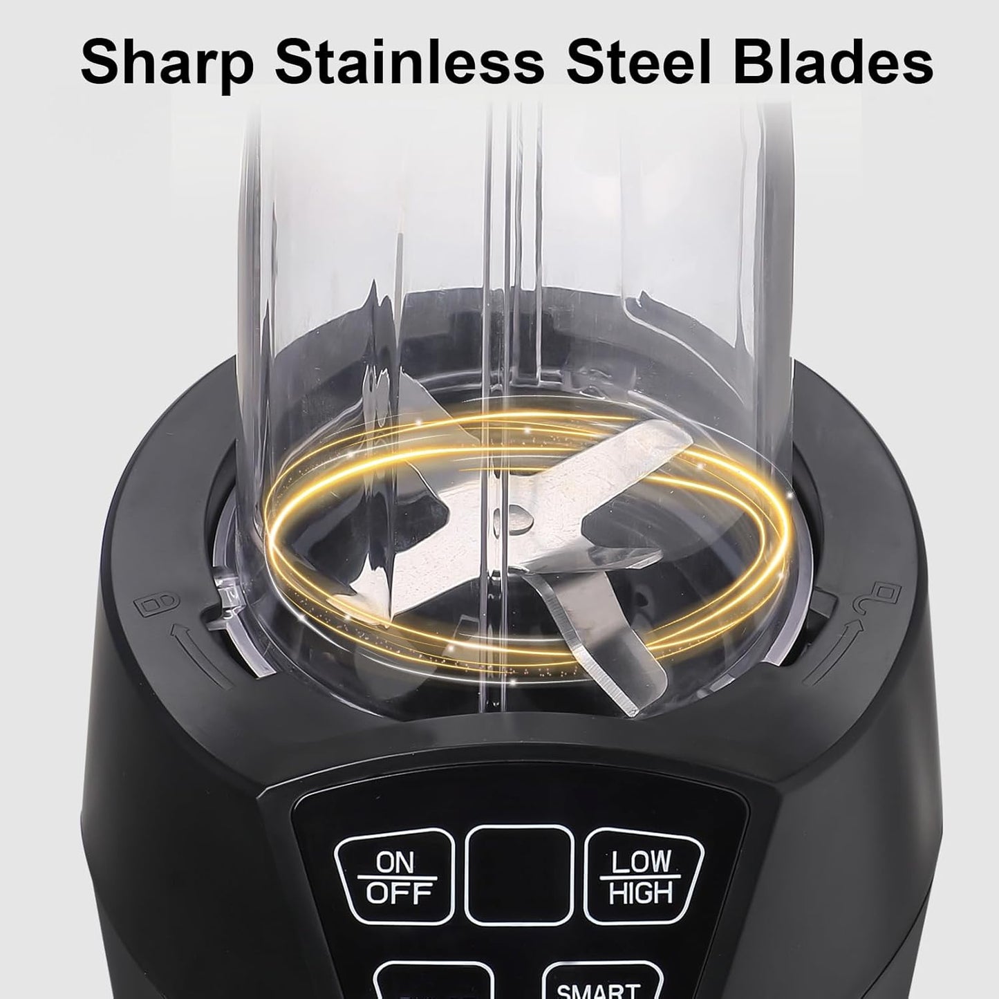 Liebe&Lecker Blender with 1200W-Peak-Watts, Powerful Smoothie Blender Smart Technology Blended Frozen Fruit for Smoothies, with Two 28-oz To-go Cups & Spout Lids