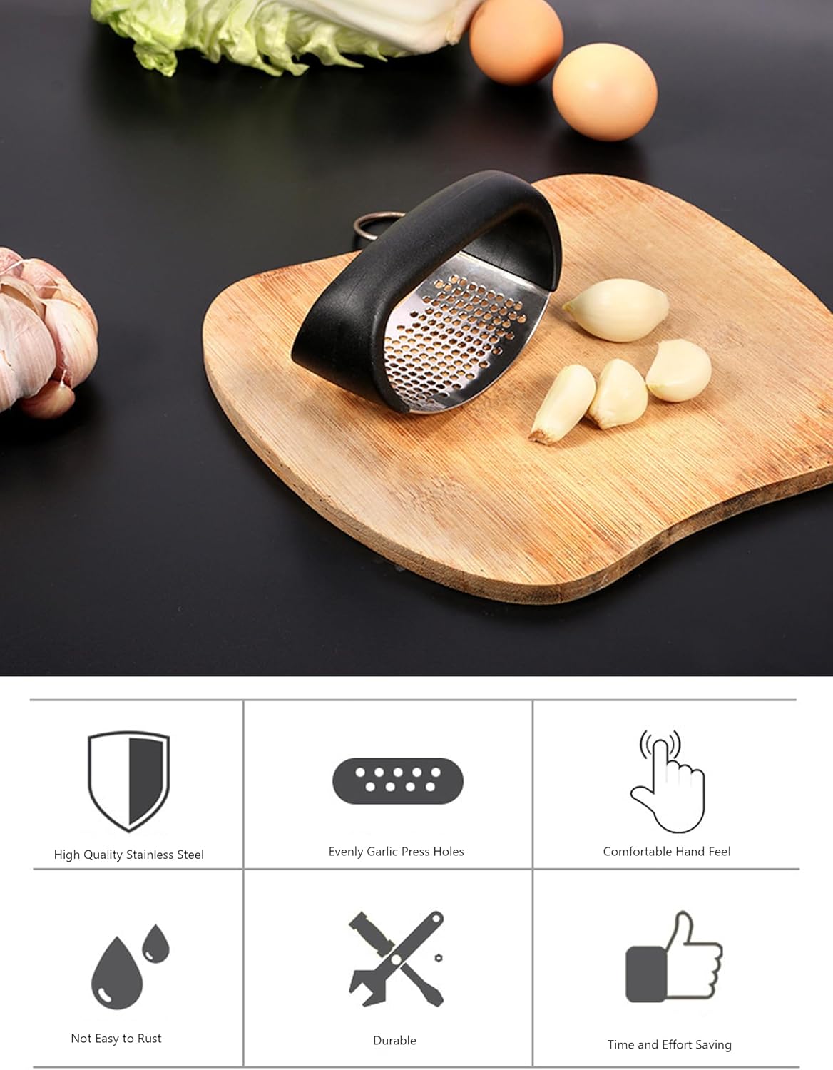 Garlic Press Rocker Stainless Steel New Innovative Garlic Mincer Crusher Chopper Smash Garli
