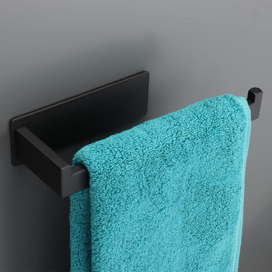 Hand Towel Holder, Strong Self Adhesive Hand Towel Ring, Thicken SUS304 Stainless Steel Hand Towel Bar/Rack, No Drilling Modern Hand Towel Hanger (Matte Black, 9 in)