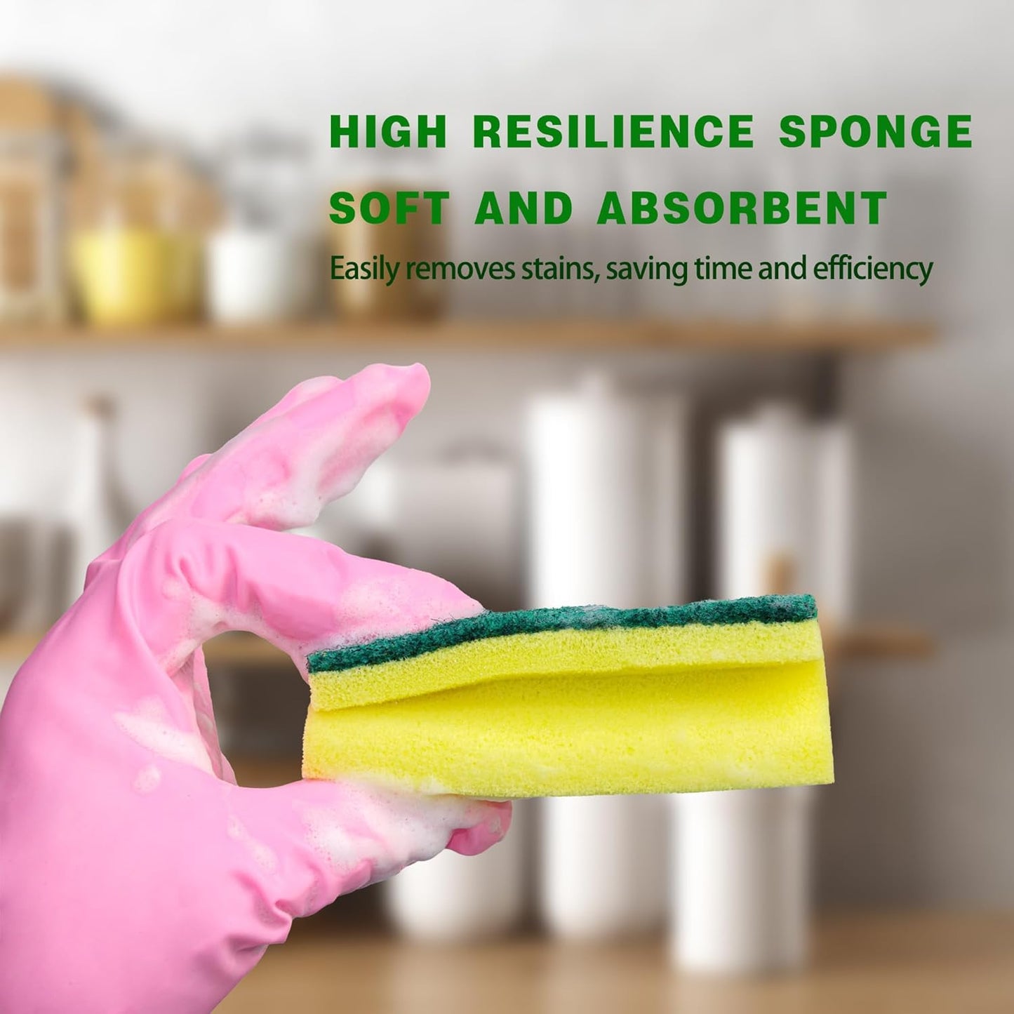 Kitchen Sponges, Heavy Duty Dish Sponges for Cleaning Kitchen, Dishes, Bathroom, 6-Pack Cleaning Sponge