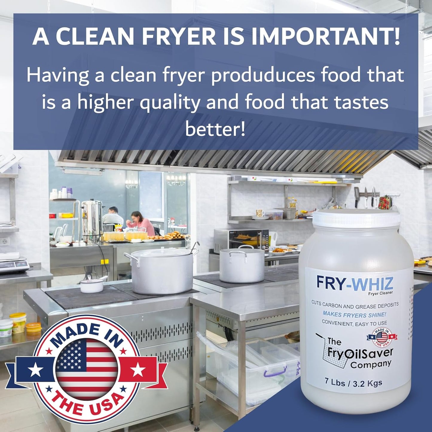 Fry-Whiz Deep Fryer Cleaner, Deep Fryer w/Basket Cleaner, Fryers Boil Out Powder for Cleaning Commercial Fryers, Removes Carbon, Grease, Food Stain, Rust, Cleaning Supplies for Food Service(1-Gallon)