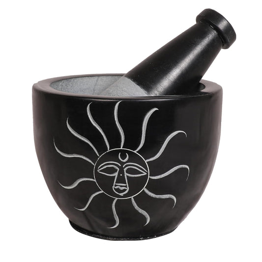 Mortar and Pestle, Made of Heavy Duty Polished Hard Stone, Natural Stone Grinder for Spices, Pastes, Herbs, Seasoning etc. (Sunlight)