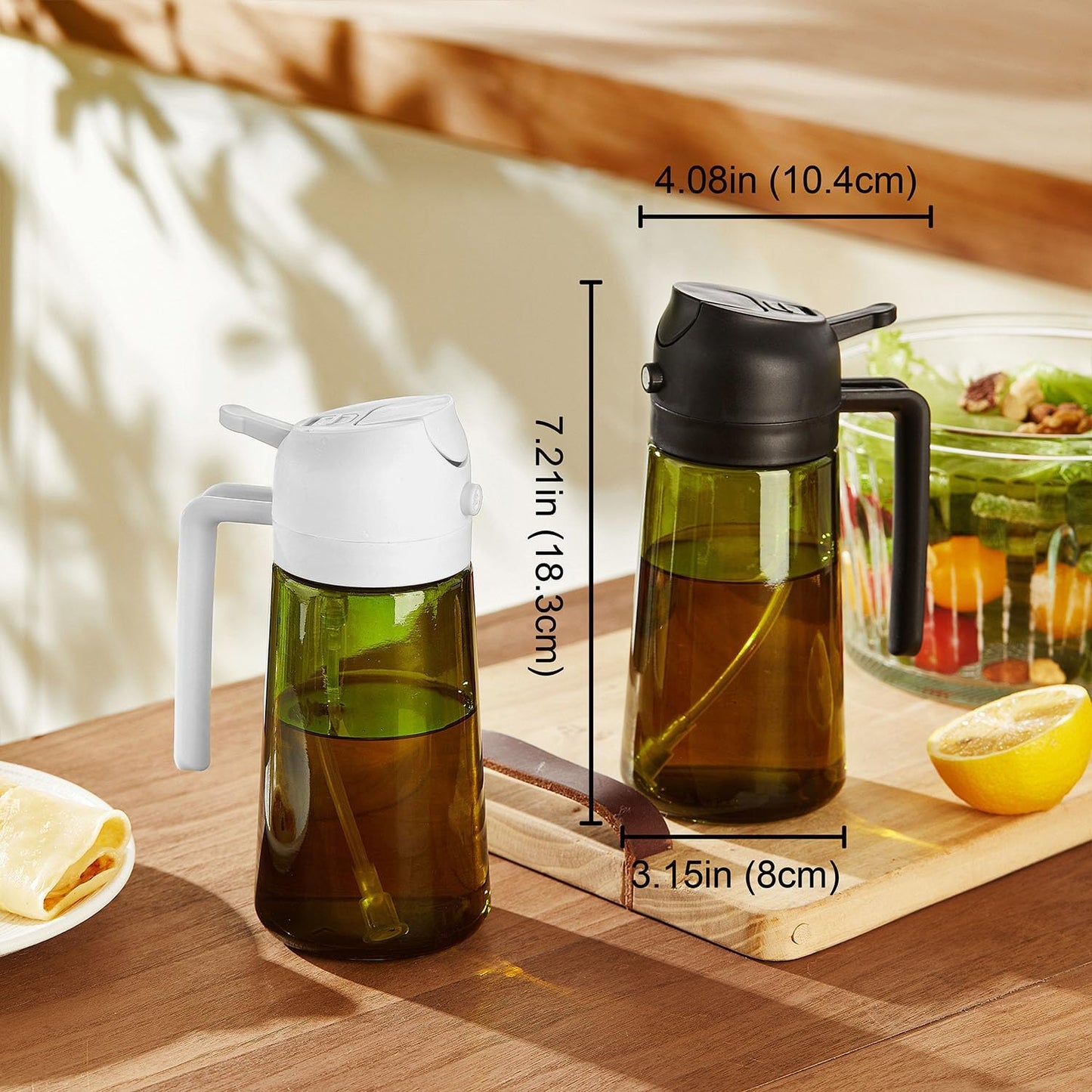 TrendPlain - Original 16oz/470ml Olive Oil Dispenser Bottle for Kitchen Gadgets and Air Fryer Accessories - Olive Oil Sprayer for Cooking w/Stickers - Sky Blue