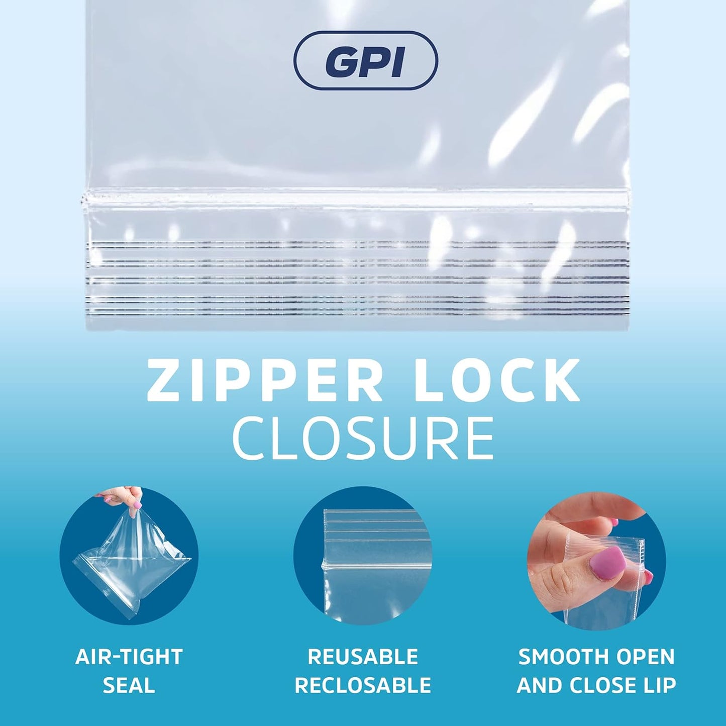 GPI Pack of 200 13" X 18" Clear Plastic Reclosable Zip Bags - Bulk 2 Mil Thick Strong & Durable Poly Baggies with Resealable Zip Top Lock for Travel, Storage, Packaging & Shipping.