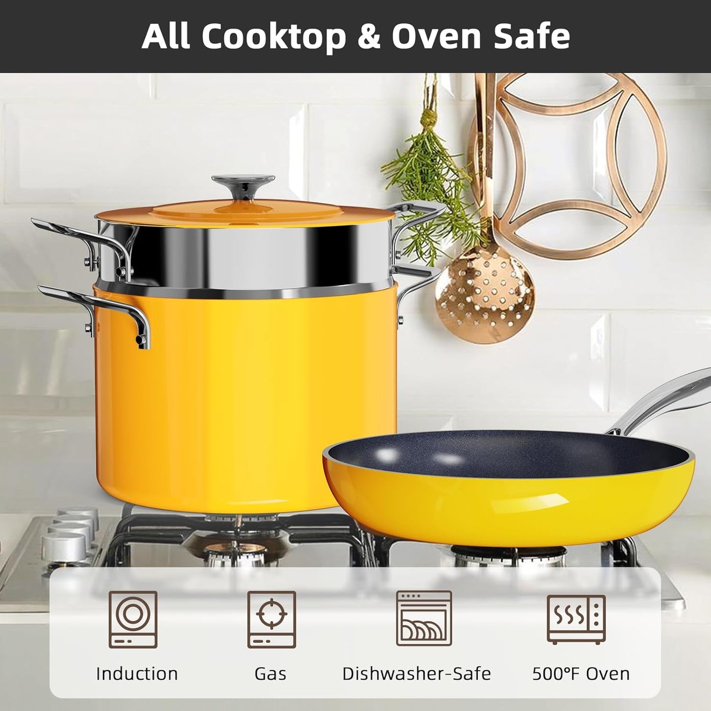 Nuwave Lux 13pc Forged Lightweight Cookware Set PFAS Free, Healthy G10 Duralon Ceramic Coating, Ultra Non-Stick, Stay-Cool Handles, Works on All Cooktops & Induction Ready