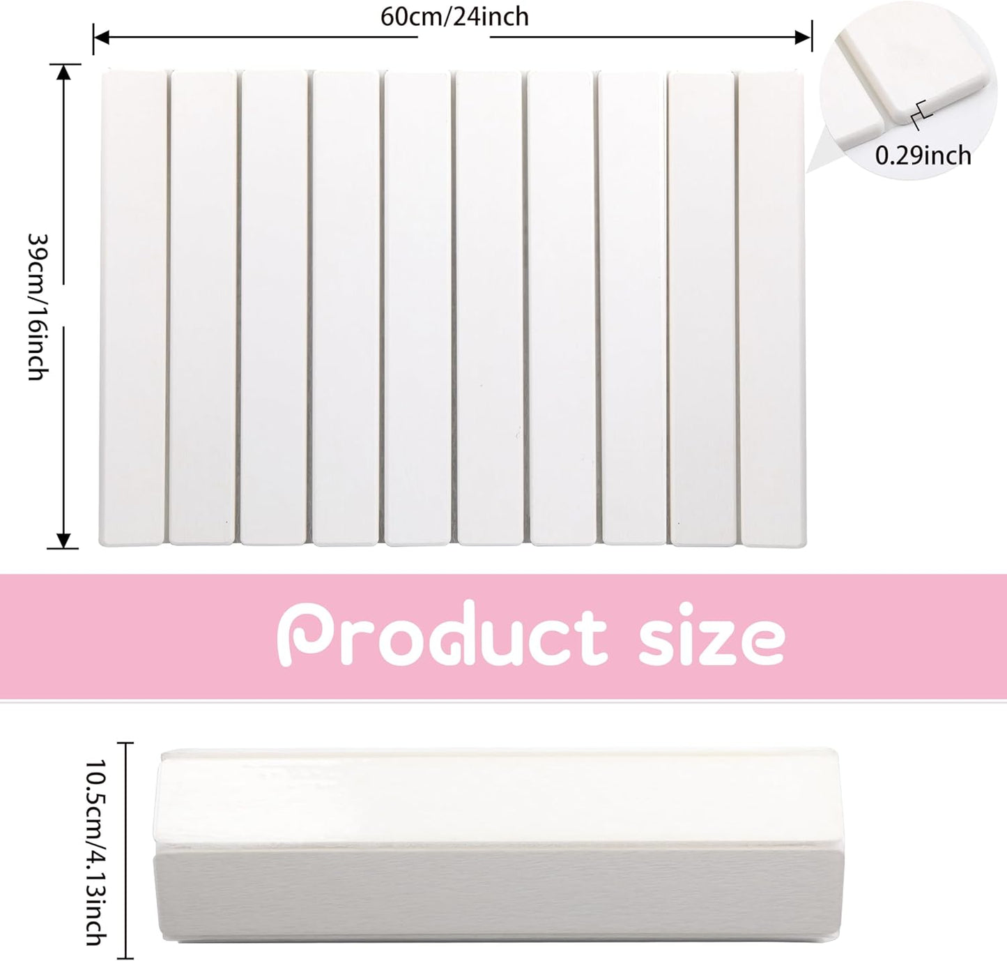 Quick Dry Collapsible Dish Drying Mat, Eco-Friendly Absorbent Diatomaceous Earth Mats for Dishes Bottles Cups 24"×16"Large Stone Dish Drying Mats for Kitchen Counter (White, 24"（L）×16"（W）)