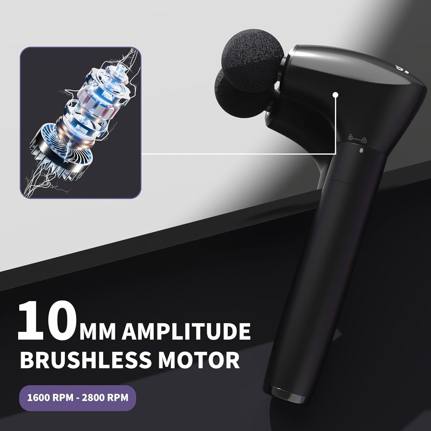 2-in-1 Detachable Muscle Massage Gun Deep Tissue with 20'' Extension Handle, Back and Neck Massager for Pain Relief, Handheld Massager for Shoulder Lower Back Leg Waist, FSA-HSA Eligible