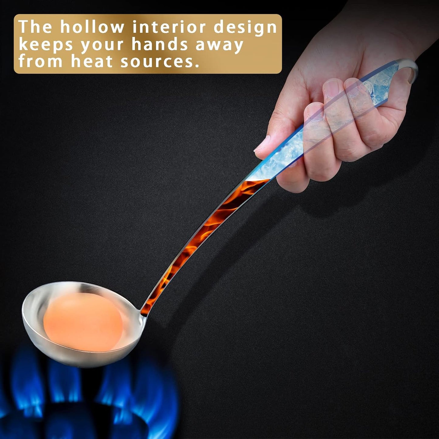 High Grade Soup Ladle,Cooking Ladle for Soup,Ergonomic Grip of Handle,Premium Stainless Steel Kitchen Spoon（Brashed)