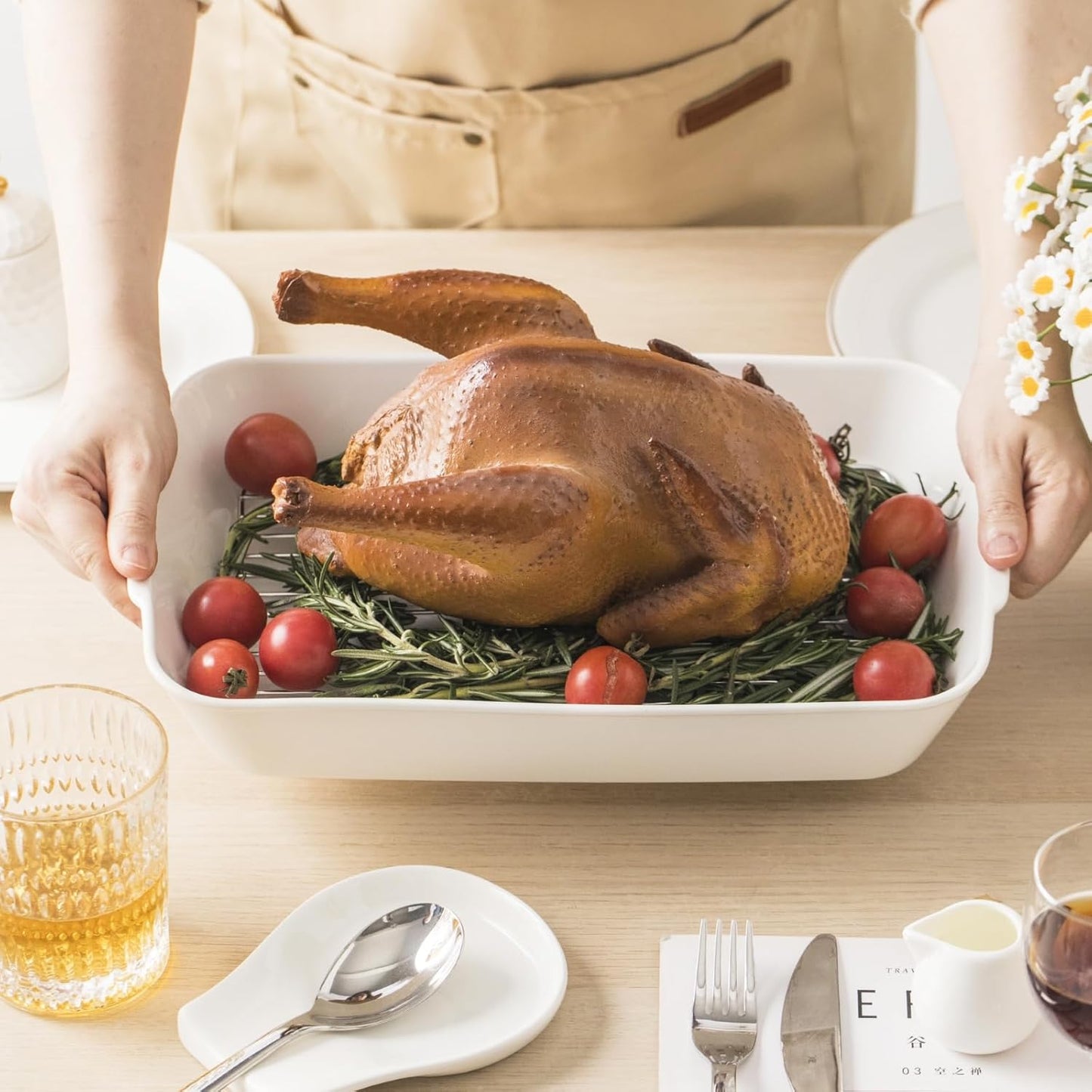 1.2 QT White Casserole Dish,Small Ceramic Baking Dish, Lasagna Pan for Oven, Bakeware for Baking, Kitchen Decor, Microwave Oven Safe, Dinner Party (5.9" x 10.2")