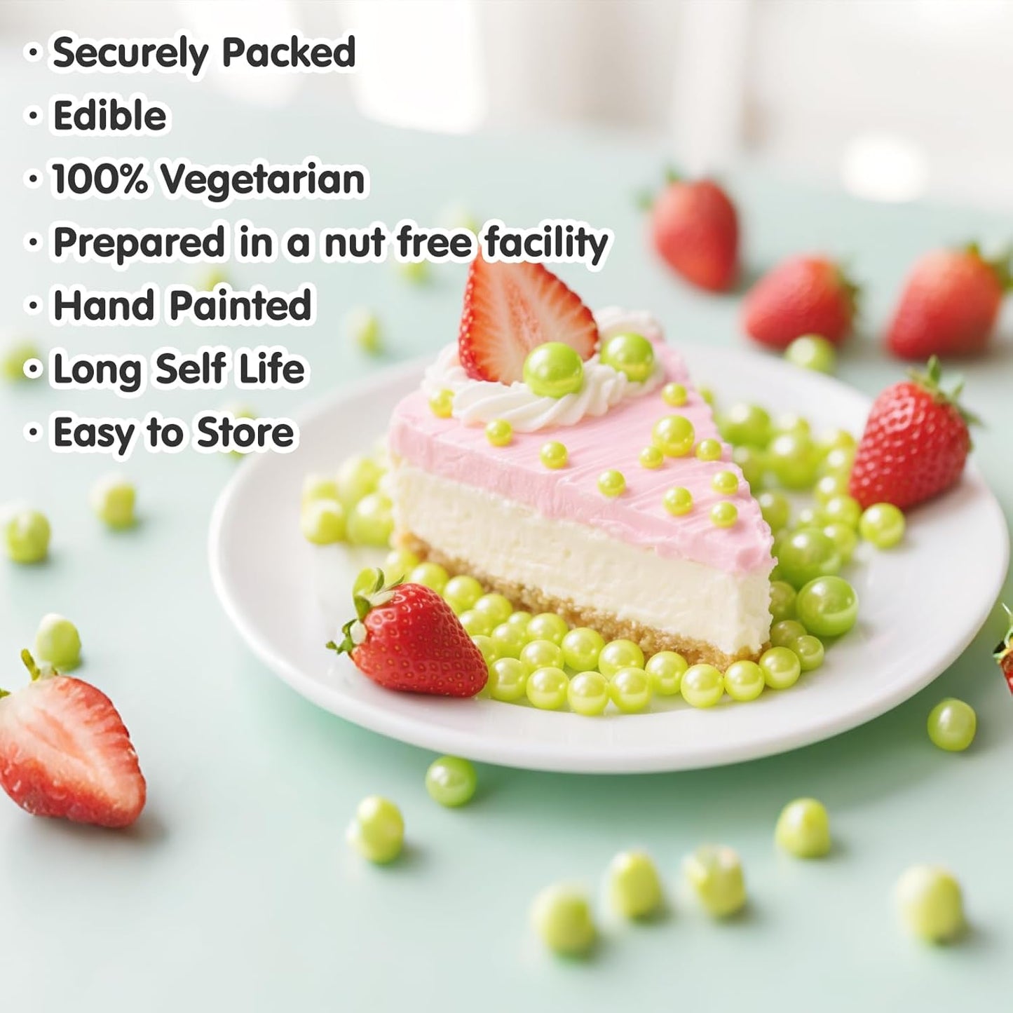 Edible Green Pearl Sprinkles,Halloween Mix Size Sugar Sprinkles,130g/4.58oz,Baking Edible Candy,Cake Decorations,Cupcake Toppers,Cookie Decorating Donuts Ice Cream Toppings,Birthday Wedding Party Valentines Christmas Supplies