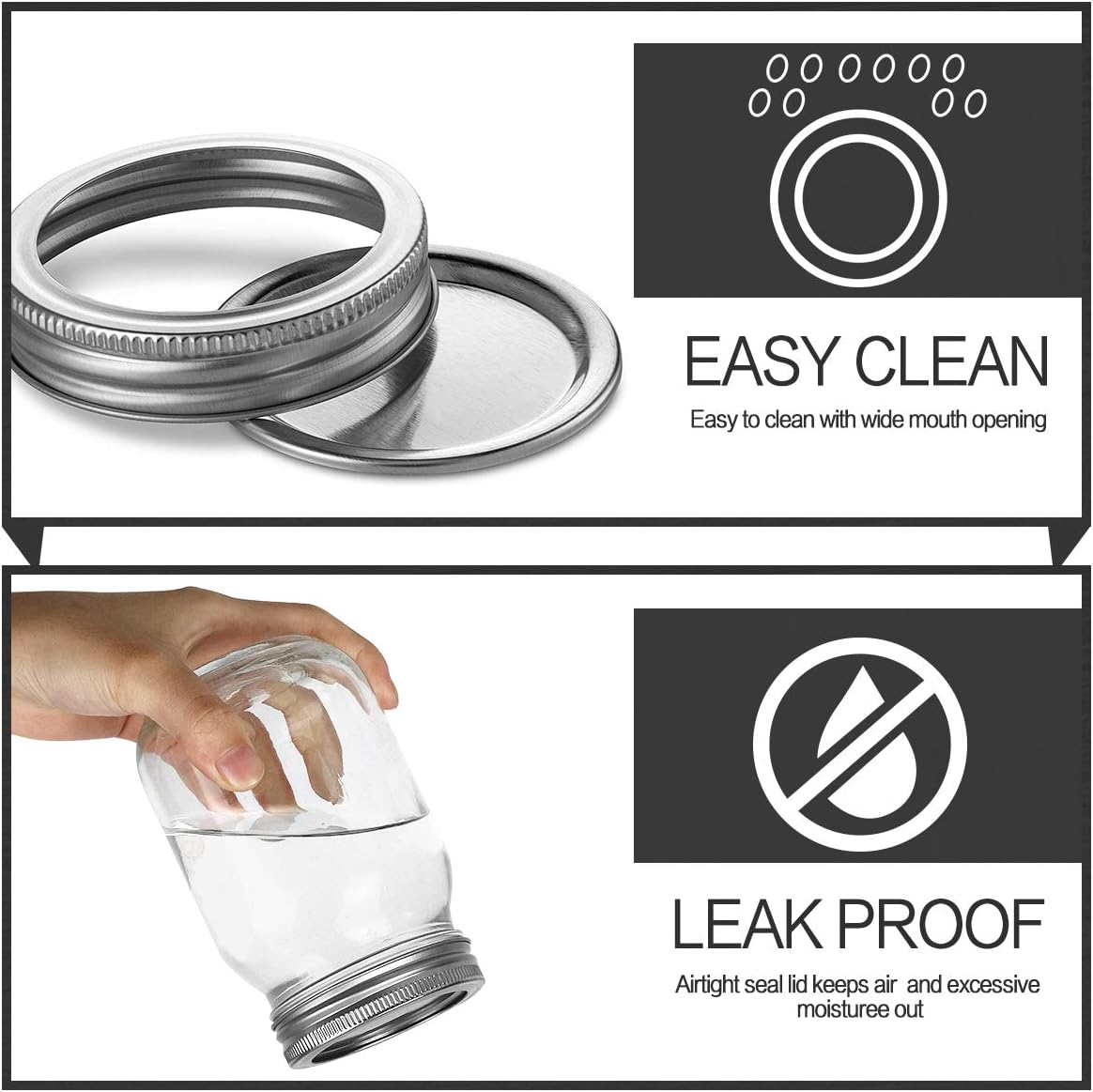 KAMOTA Mason Jars 16 OZ With Regular Lids and Bands, Ideal for Meal Prep, Jam, Honey, Wedding Favors, Shower Favors, Baby Foods, DIY Magnetic Spice Jars, 6 PACK, 10 Whiteboard Labels Included