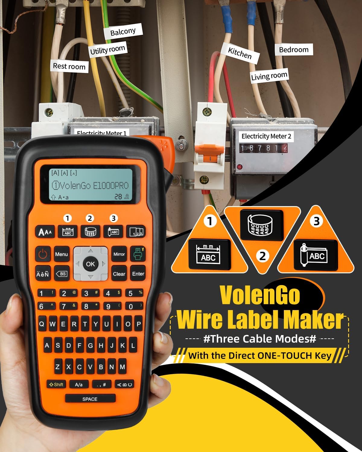 Label Maker Machine with-Tape, Heat Shrink Label Maker Waterproof-Labels, Wire Cable label Maker, E1000 Labeler Machine with-Tape 12mm Laminated Handheld Labeling Machine for Industrial Office