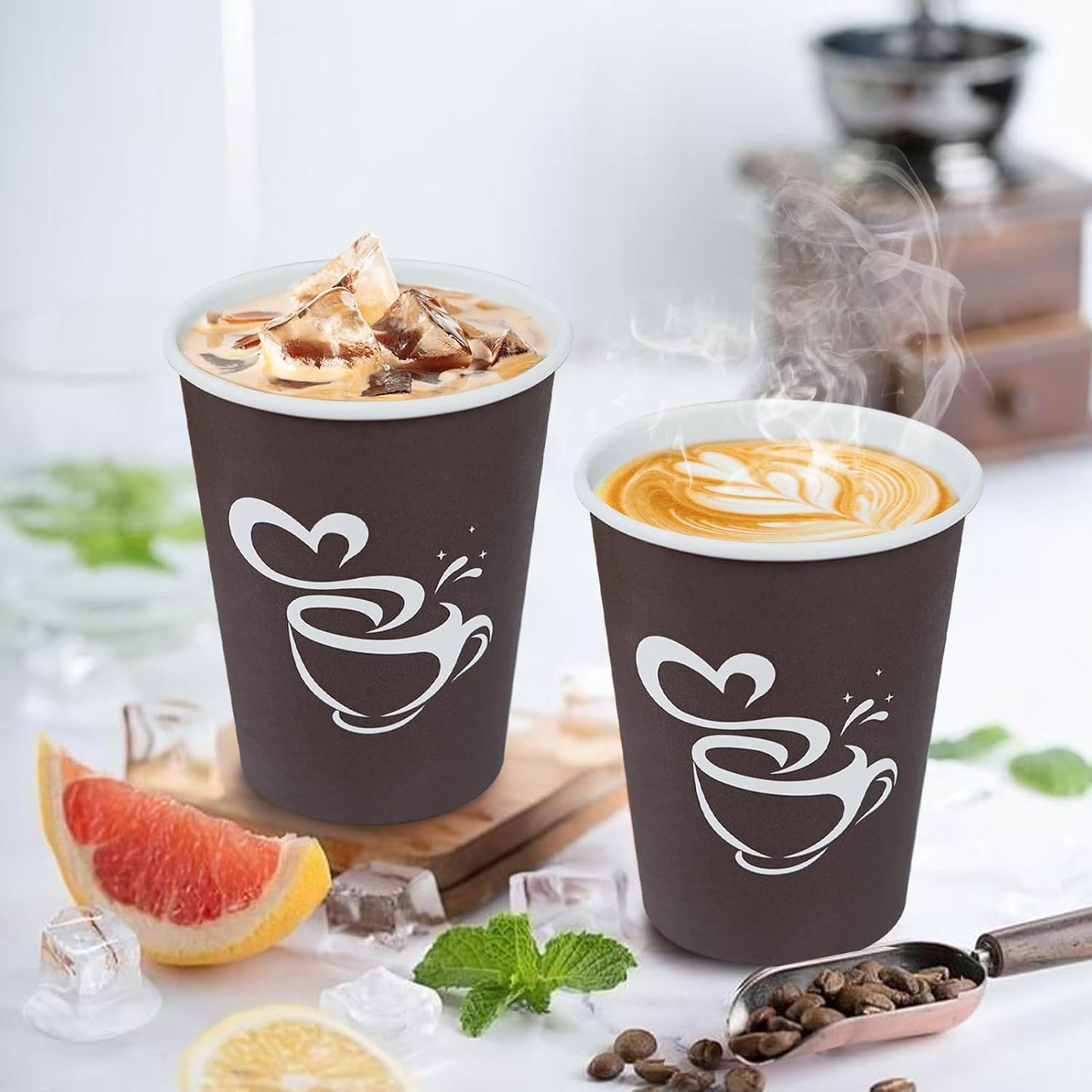 1000 Count 12 oz Paper Coffee Cups, Disposable Drinking Cups for Hot or Cold Beverage, 12 ounce Brown Coffee Cups for Party, Business, Travel, Picnic