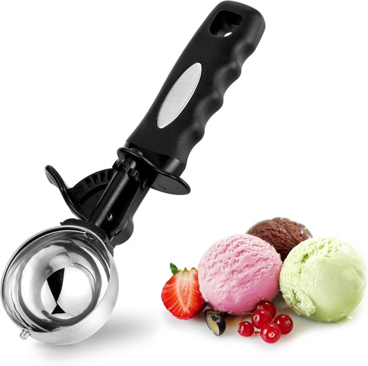 3.5 Tbsp Cookie Scoop, Ice Cream Scoop with Thumb Trigger, 3.5 Tablespoon Cookie Dough Scoop, Melon Baller Scoop, Comfortable Grip, Non-Slip, Portion Scoop 55 mm