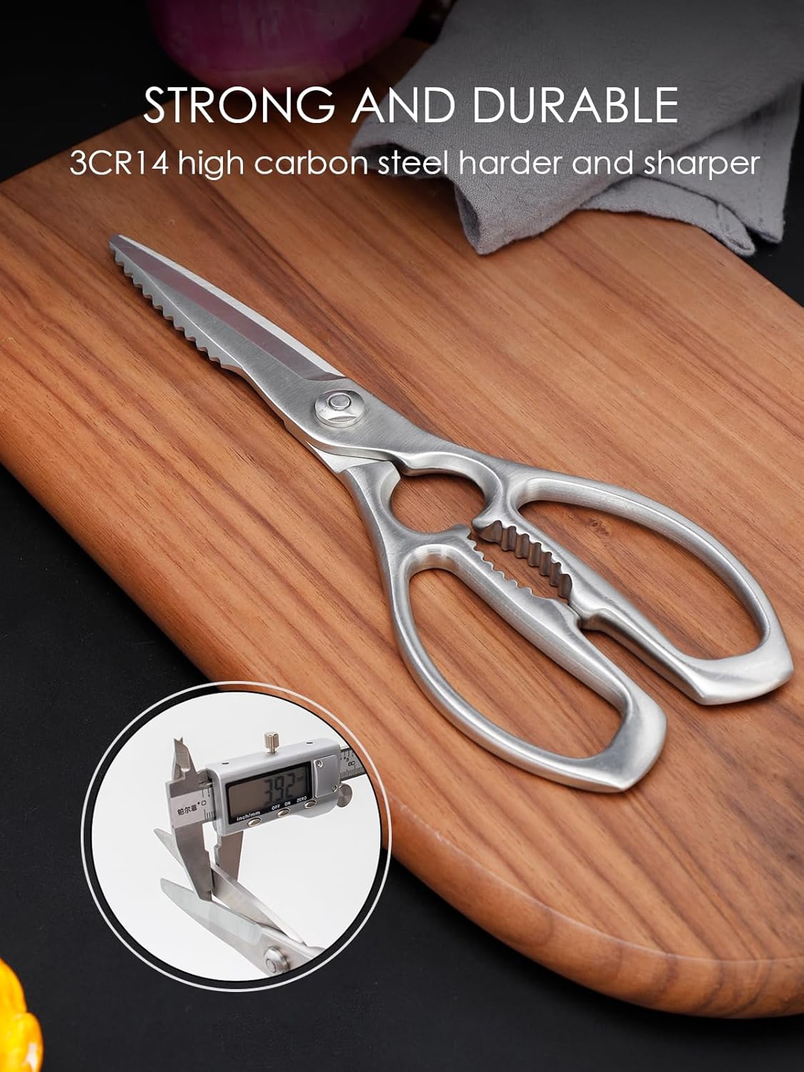 Kitchen Shears – Heavy-Duty Kitchen Scissors for Food | Ideal for Meat, Poultry & Vegetables | 3Cr14 Stainless Steel | Forged for Strength | Dishwasher Safe