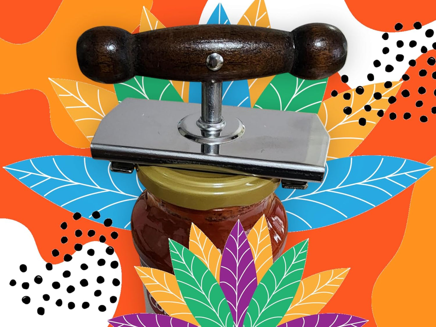 kitchen solution 2.0 wooden good grip handle stainless steel jar opener for weak hands and arthritis