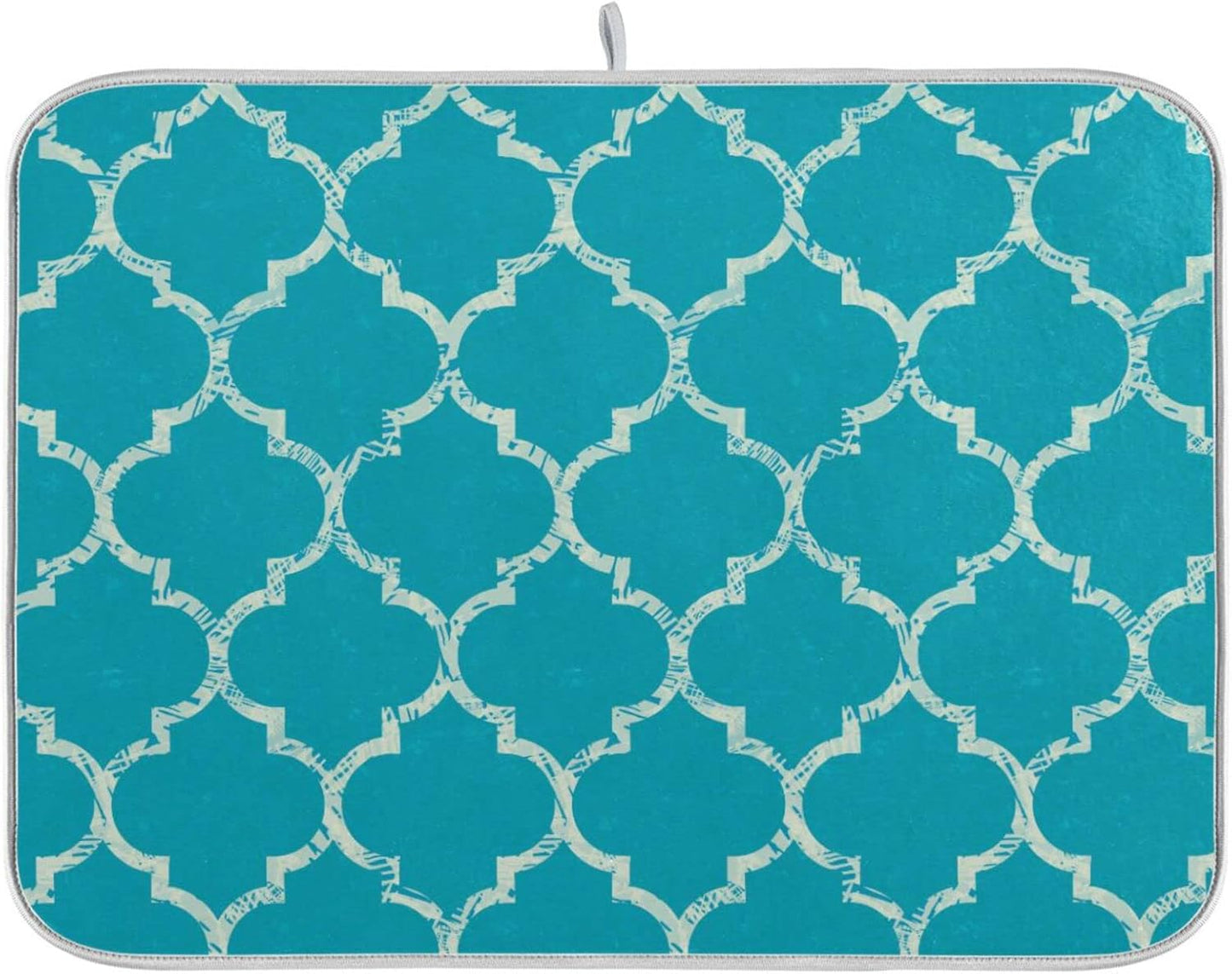 senya Super Absorbent Dish Drying Mat, Microfiber Fast-Drying Dish Mat, 16'' x 18'', Kitchen Dish Drying Pad, Beautiful Grunge White Morrocan Trellis,16x18in