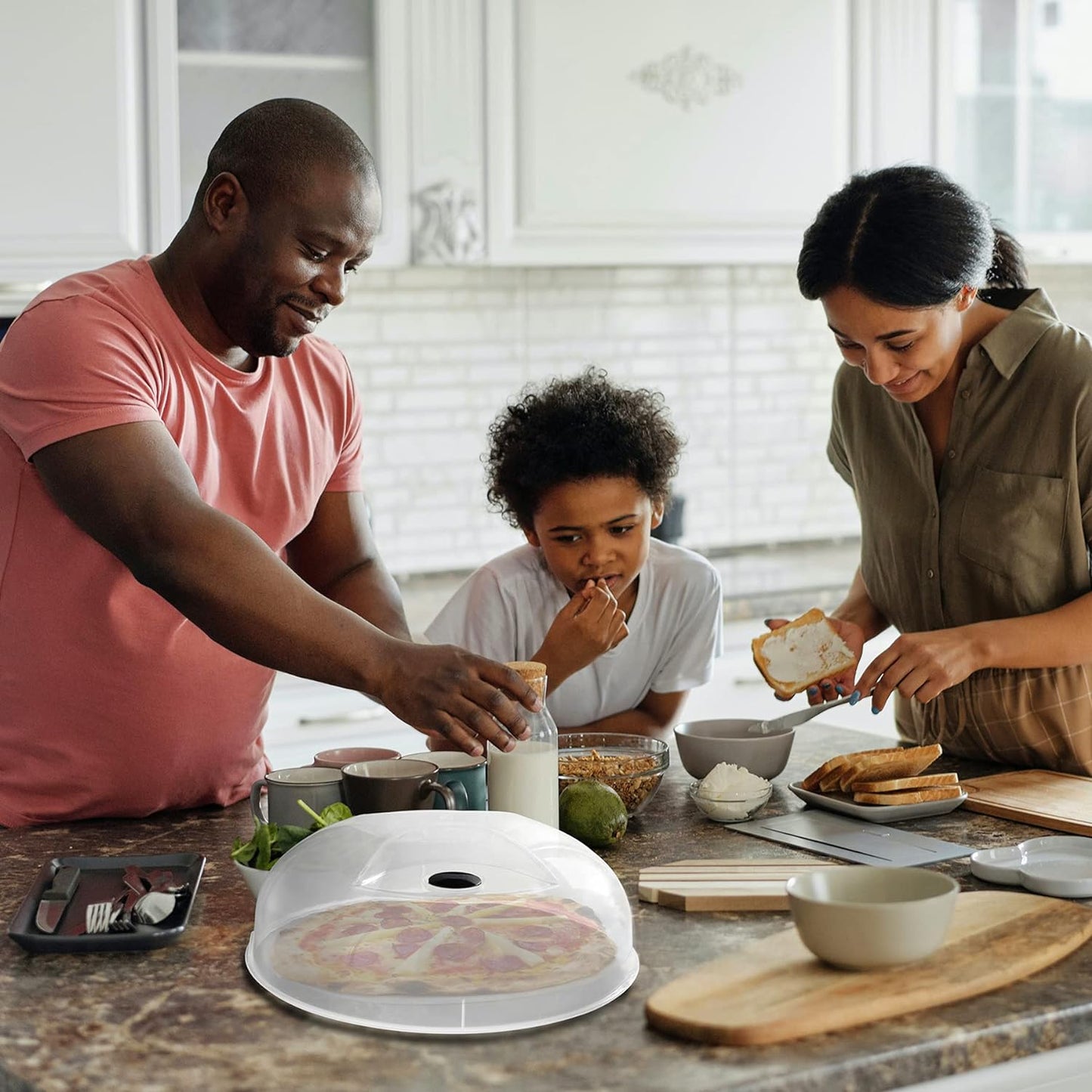Microwave Splatter Cover for Food Large Microwave Plate Cover Guard Lid with Steam Vents, 1.5 Inch BPA Free & Dishwasher Safe-Grey