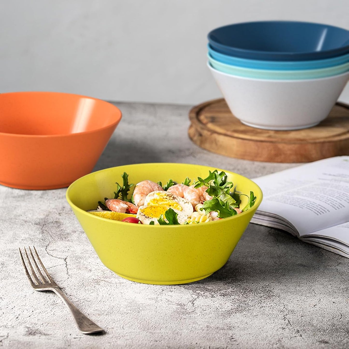 Homestockplus 50 Oz Large Cereal Bowls, Unbreakable Salad Bowl Set of 6, Sturdy and Stackable Serving Bowls, Microwave Dishwasher Safe Color Bowls Set for Oatmeal, Soup, Ramen, Salad, Snack -6 Colors