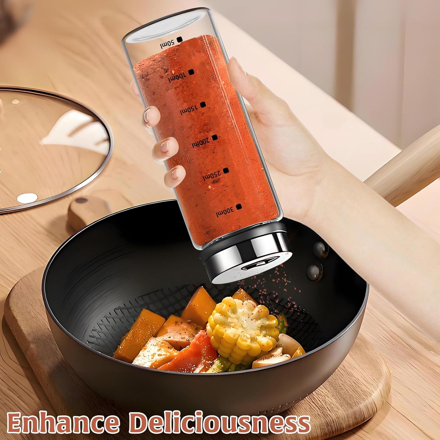 2Pcs Large Salt & Pepper Shakers, Glass Salt & Pepper Shakers with Adjustable Pour Holes, Salt & Pepper Dispensers with Stainless Steel Removable Lids, Salt Spice Shakers for Kitchen Restaurant