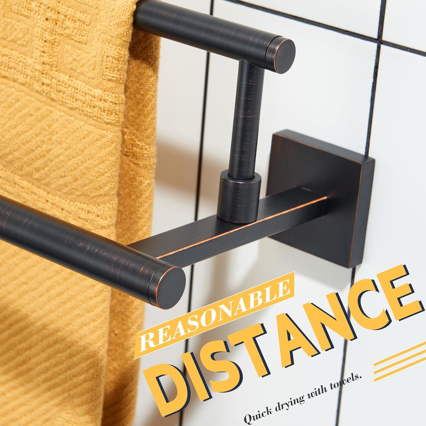 KOKOSIRI Towel Bars 20-Inch Bathroom Towel Holder Oil Rubbed Bronze Bath Towel Rails Kitchen Racks for Cabinet Stainless Steel B5009ORB-L20