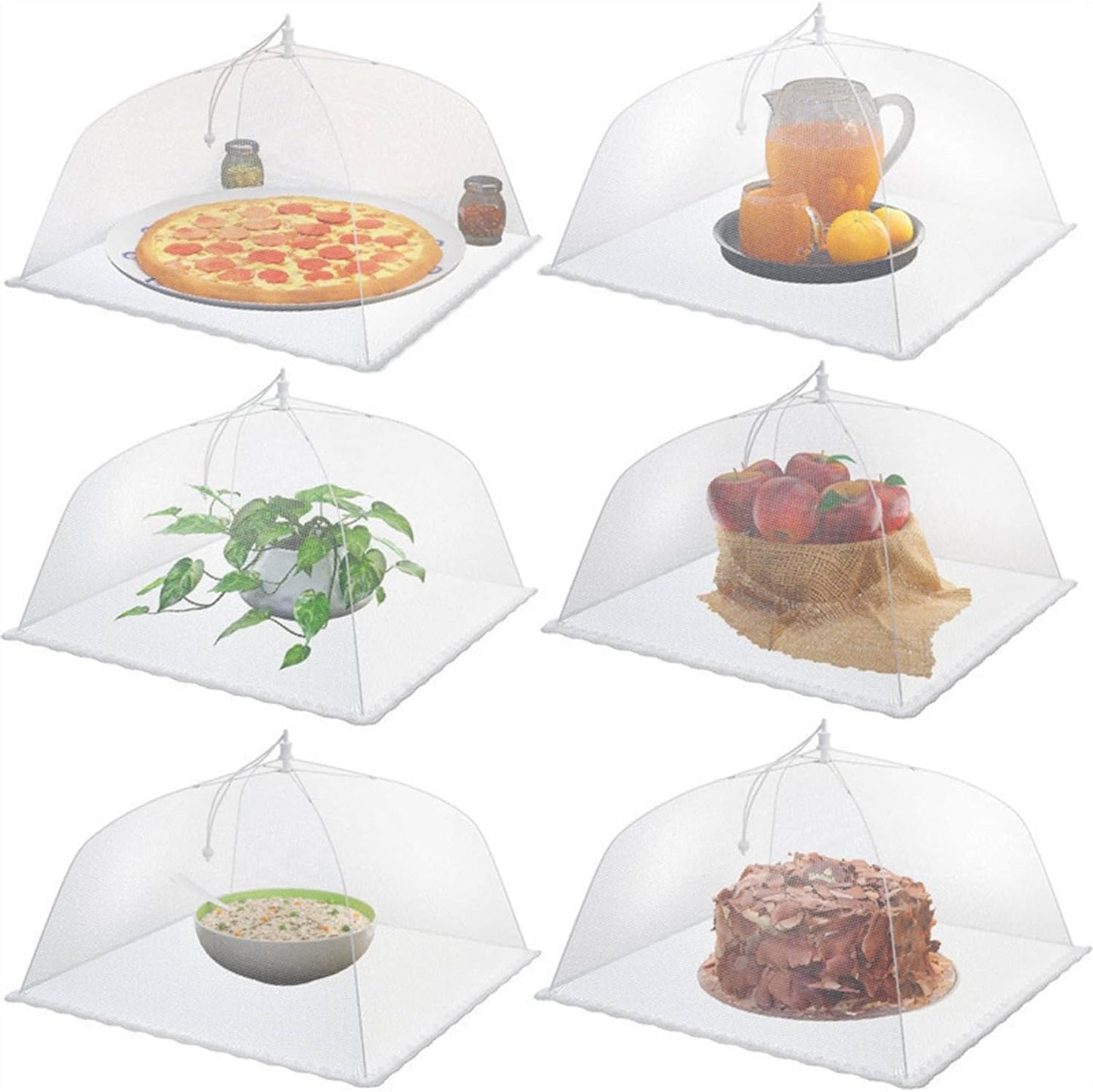 6 Pack Food Covers, Pop-Up Mesh Food Covers, Large and Tall Food Covers, Food Covers for Outside, Dish Covers for Outdoor Picnic Party BBQ (12" 14" 17")
