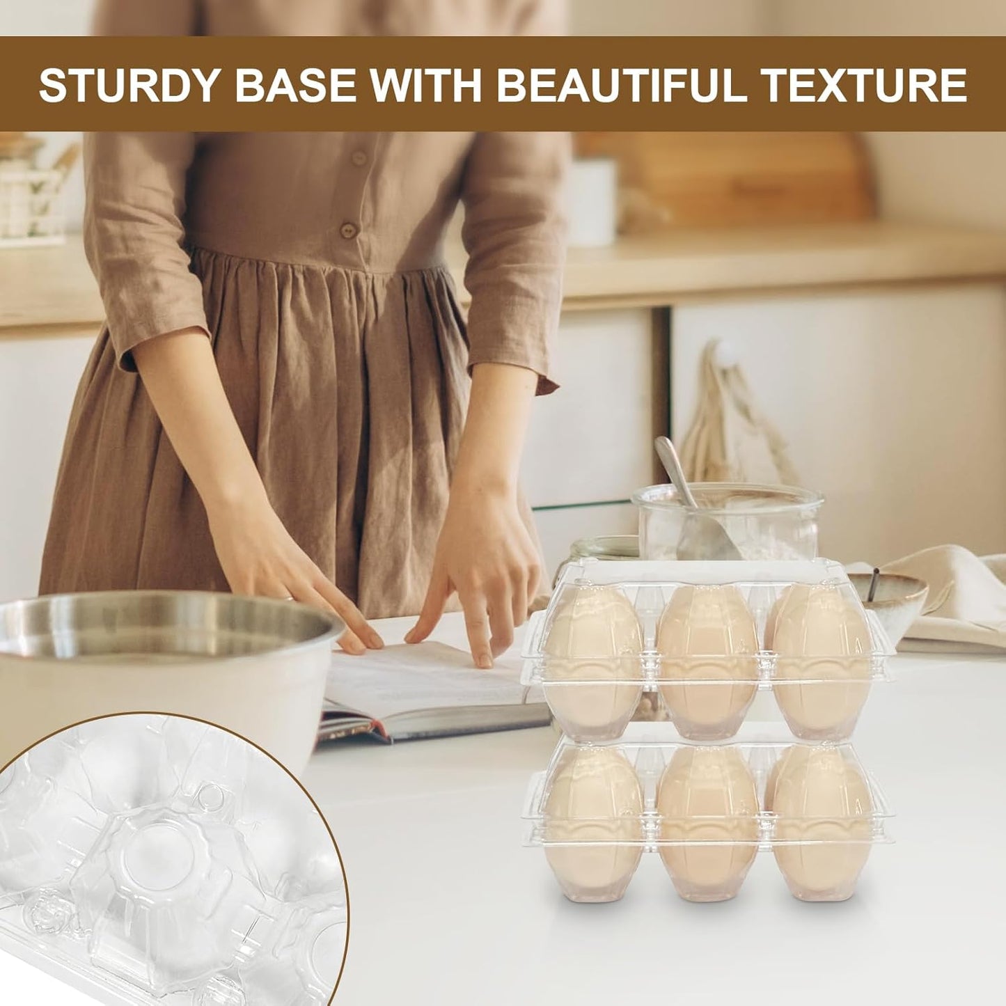 100 Pack Egg Cartons 6 Count - Medium Egg Cartons Cheap Bulk - Half Dozen Egg Carton for Farmers Market, Kitchen Organization and Storage