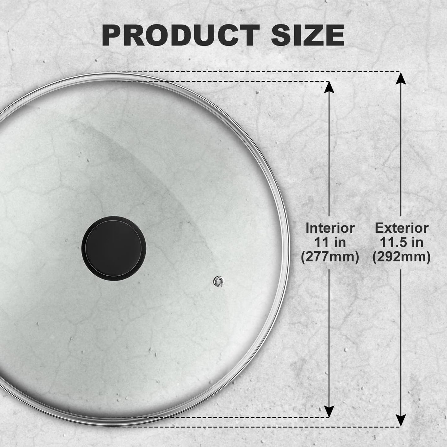 Wadaza Pan Lid 11 Inch - Tempered Glass Pot Lid - Oven Safe Replacement Glass Lid for Frying Pan Wok Pot Skillet