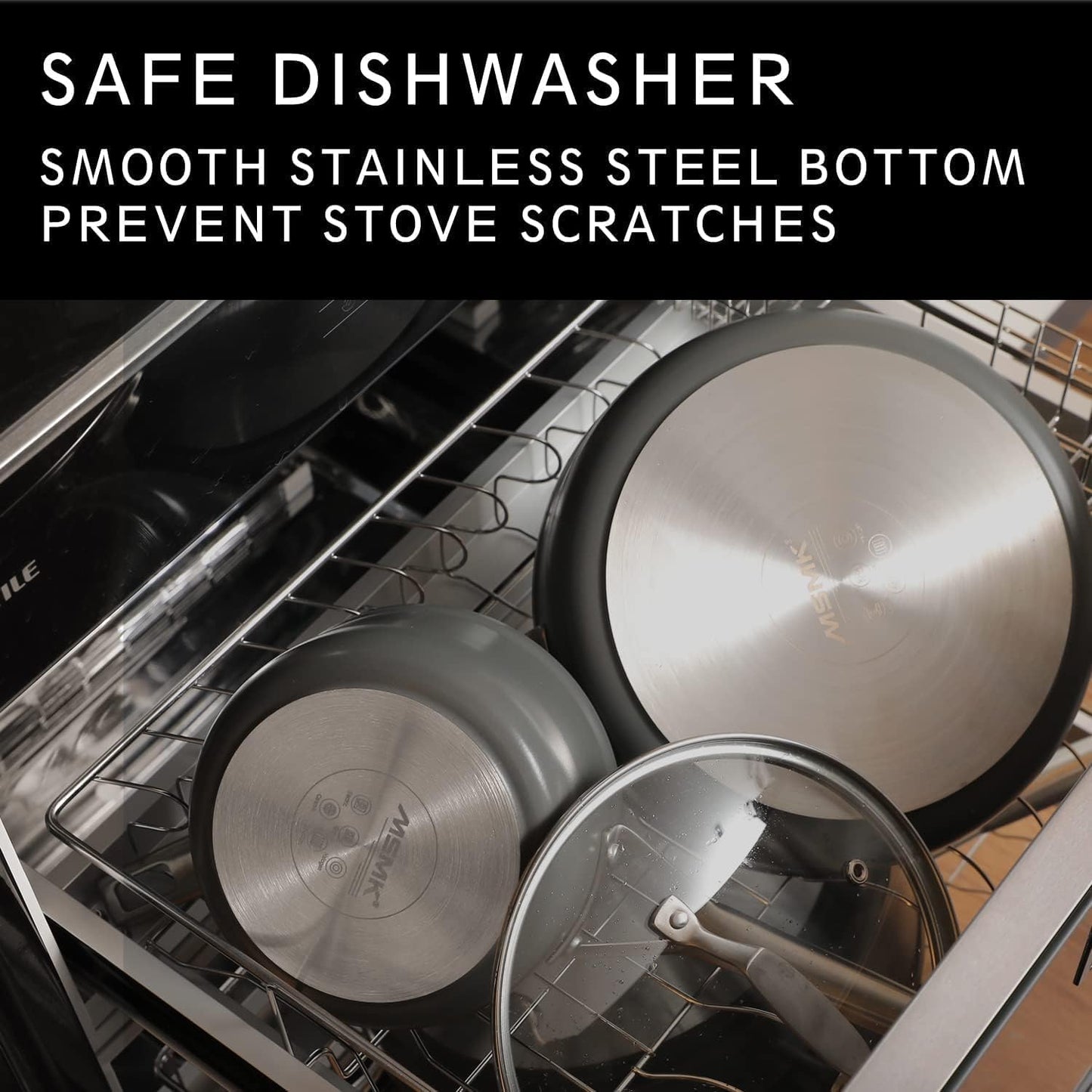 MsMk 8 inch Small Frying Pan with Lid, Burnt also Non stick Omelette pan, PFOA Free Non-Toxic, Scratch-resistant, for gas, electric and induction